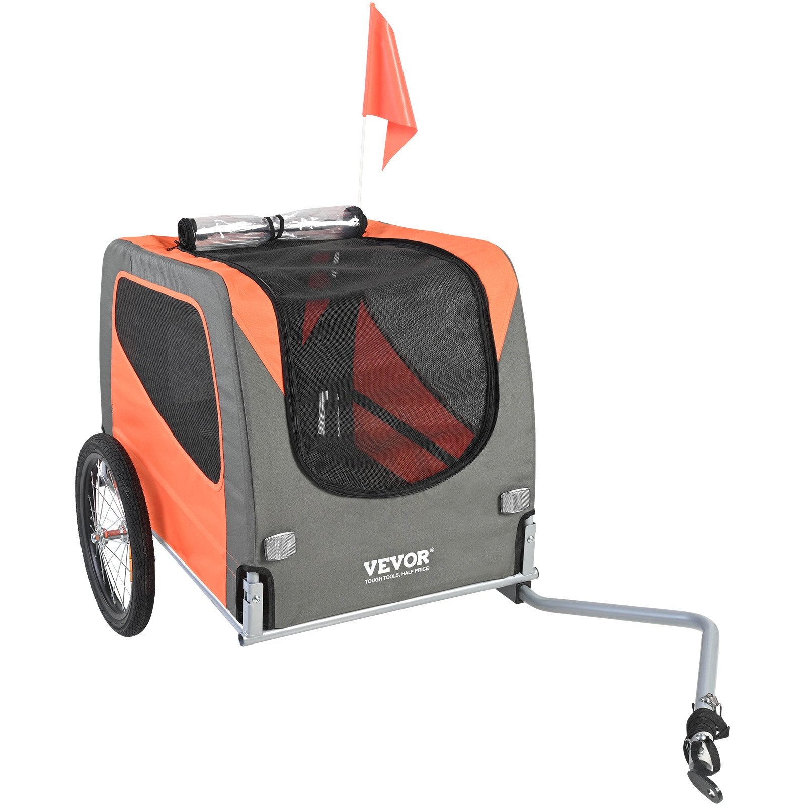 Dog Bike Trailer 30KG Pet Carrier Folding Frame Quick-Release Wheels Orange
