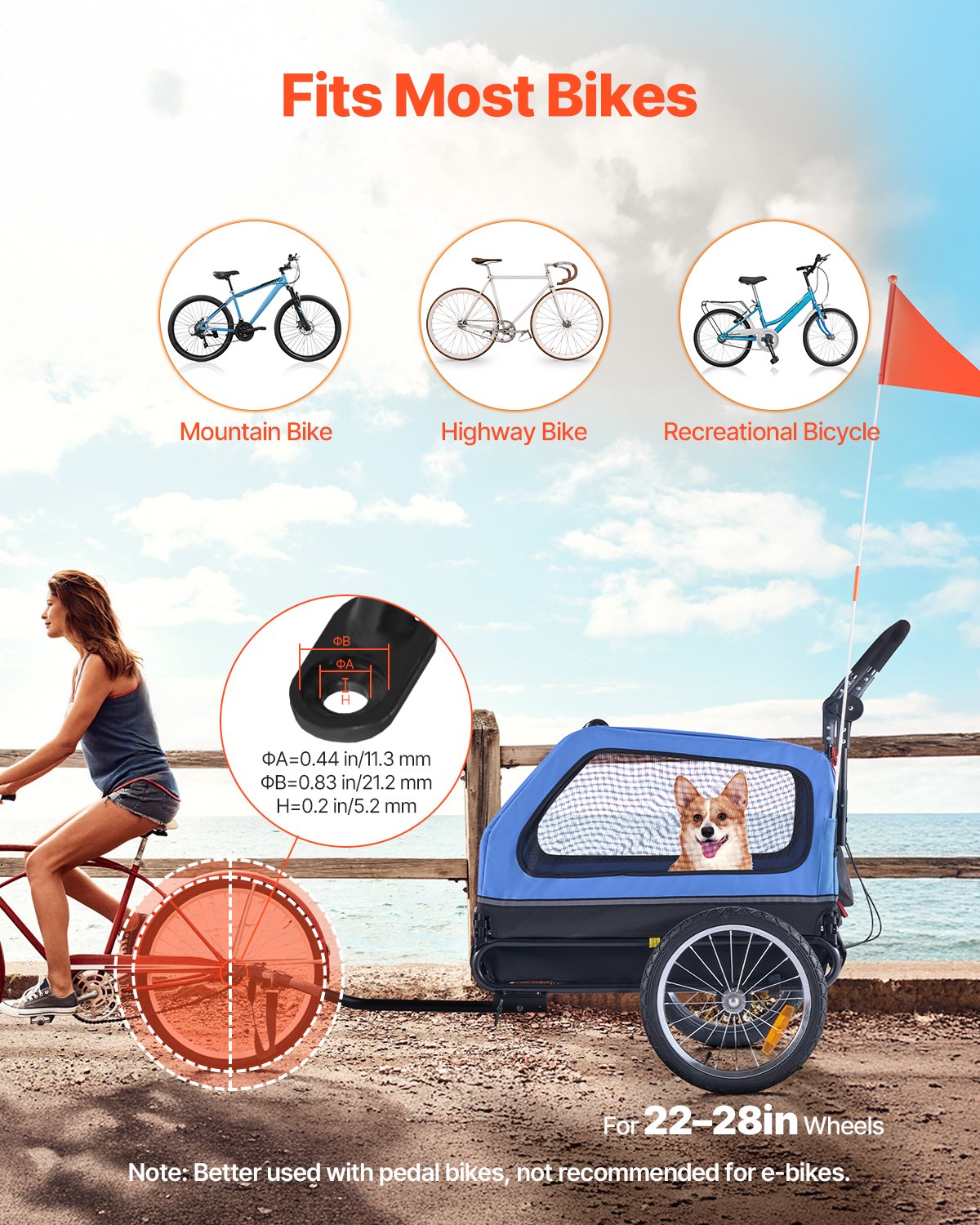 Dog Bike Trailer 40kg 2-in-1 Pet Stroller Bike Carrier Foldable Quick-Release