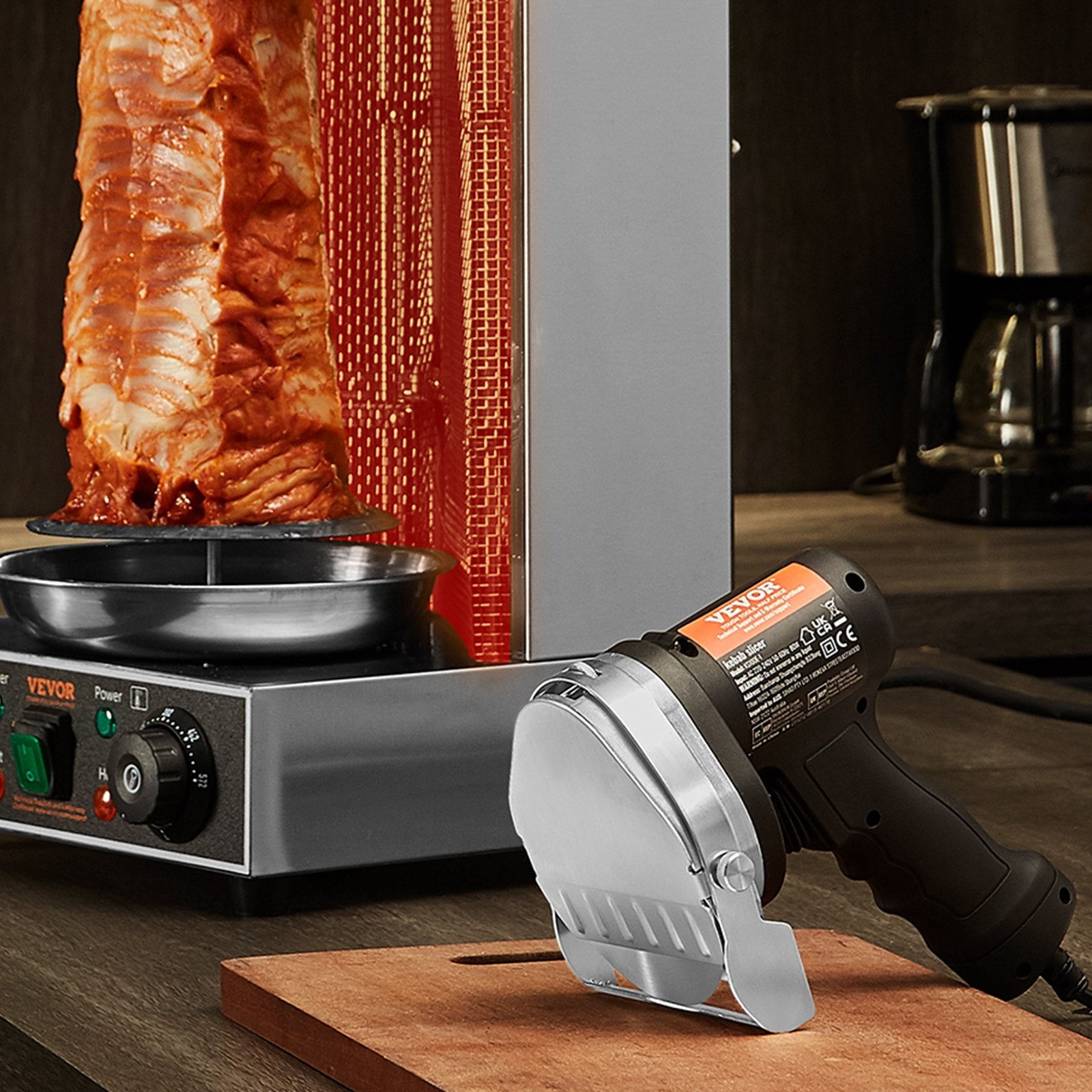 Electric Shawarma Knife 80W Commercial Stainless Steel Gyro Cutter 100mm Blades