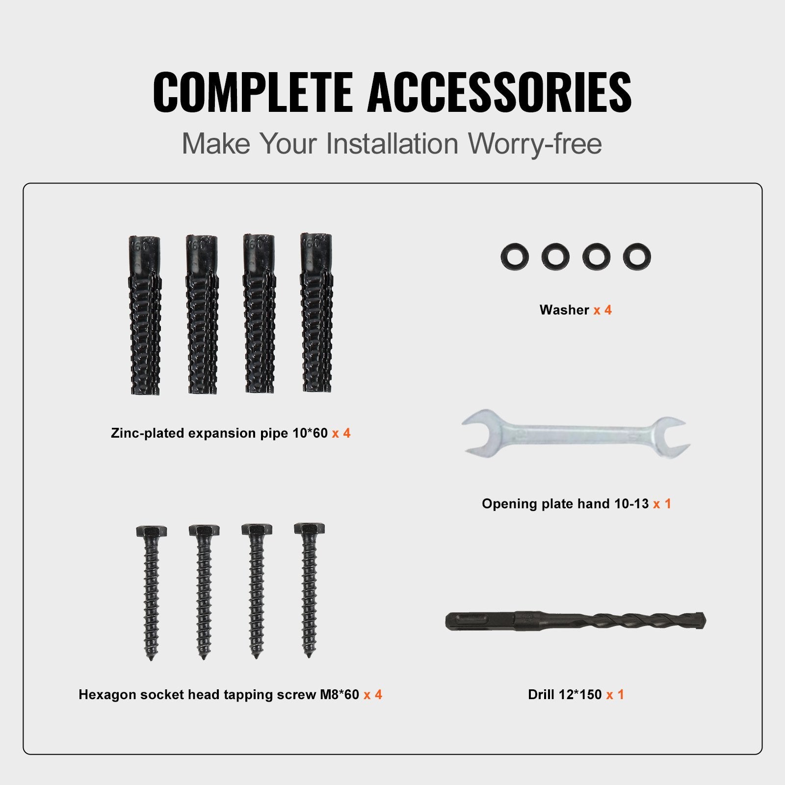 1-3 Step Handrail Railing Steel 150 kg Capacity with Screw Kit