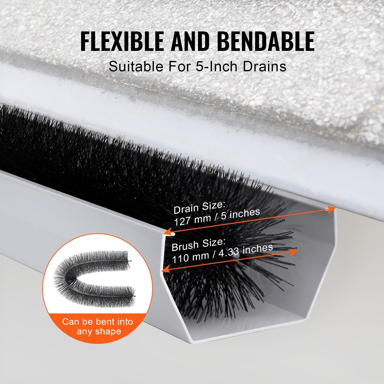 Gutter Brush 30ft 4.33in Diameter Leaf Guard 5in Gutters 10-Pack Cleaning Tool