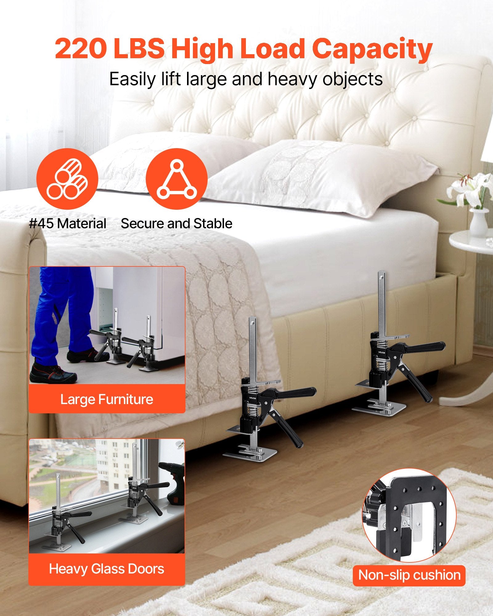 Labor Saving Arm Jack, 2PCS 150kg, 180mm Lift, Metal Hand Jack Tool