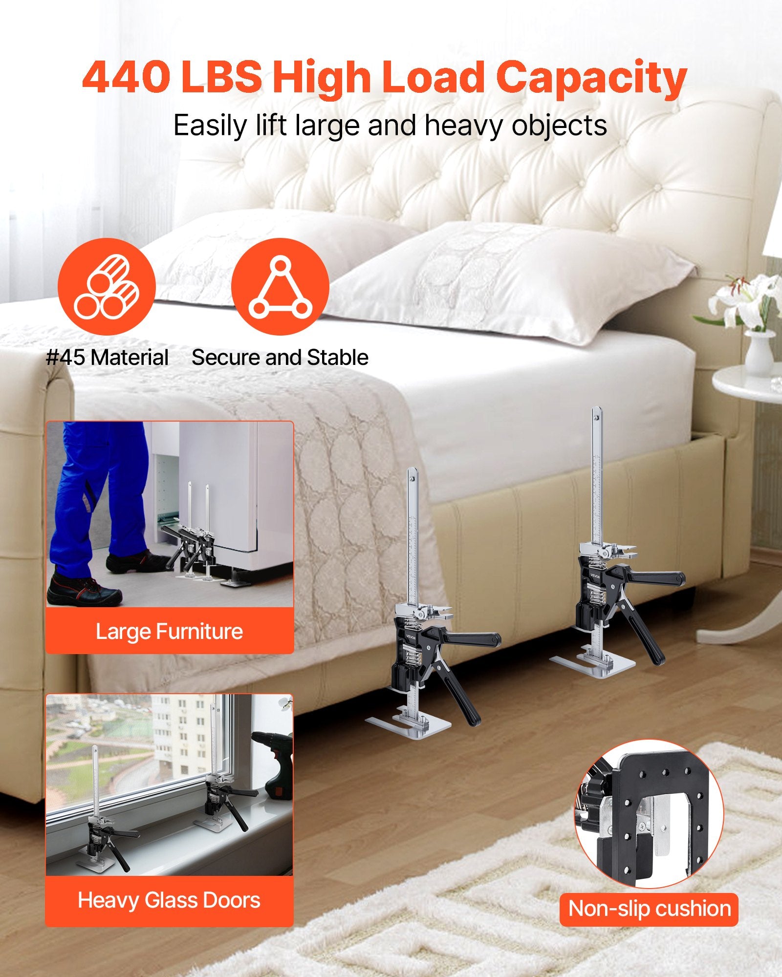 Labor Saving Arm Jack, 2PCS 200kg, 235mm Lift, Metal Hand Jack Tool