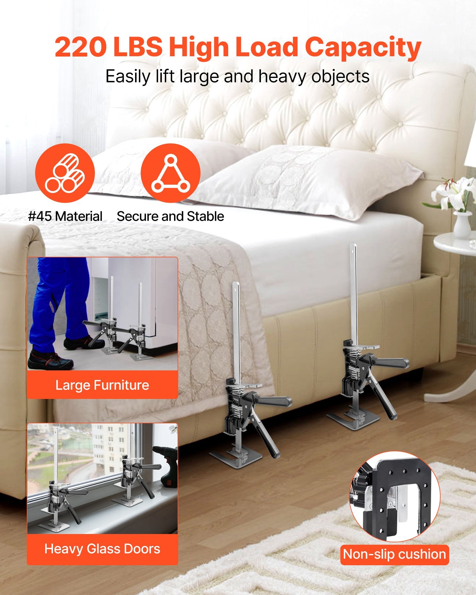 Labor Saving Arm Jack, 2PCS 150kg, 250mm Lift, Metal Hand Jack Tool