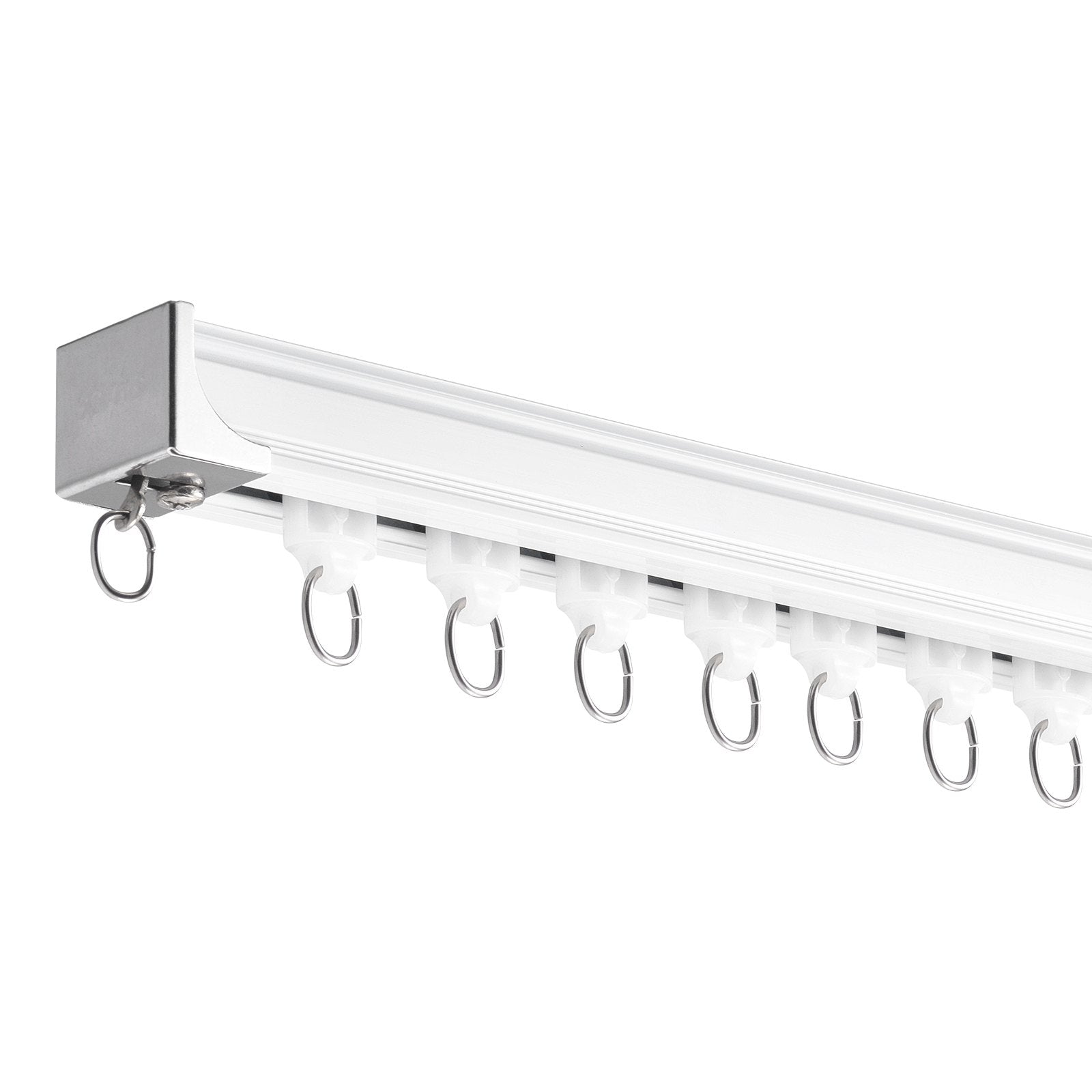 Ceiling Curtain Track Set 5.9FT Sliding System Curtains Room Divider Hooks White