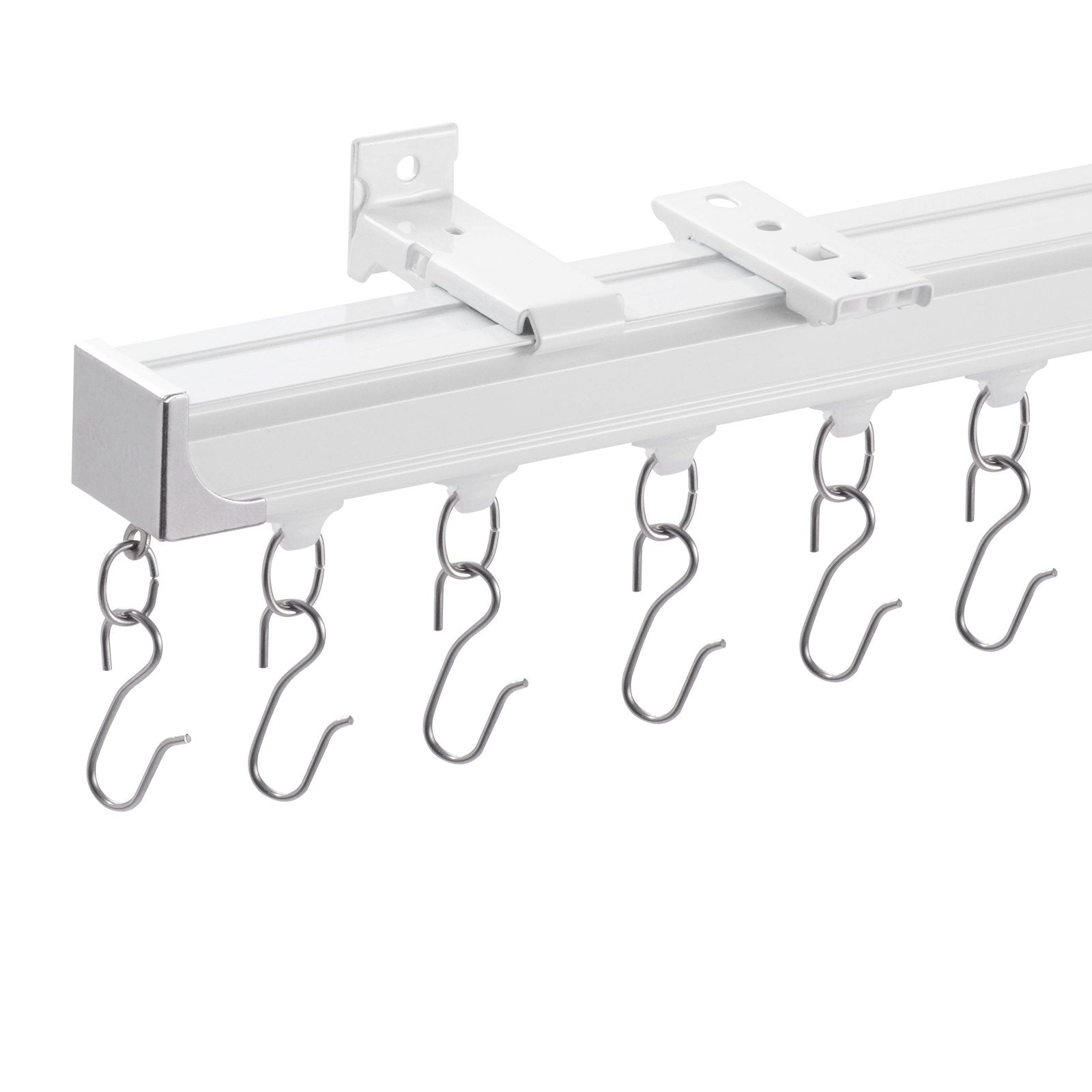 Ceiling Curtain Track Set 5.9FT Sliding System Curtains Room Divider Hooks White