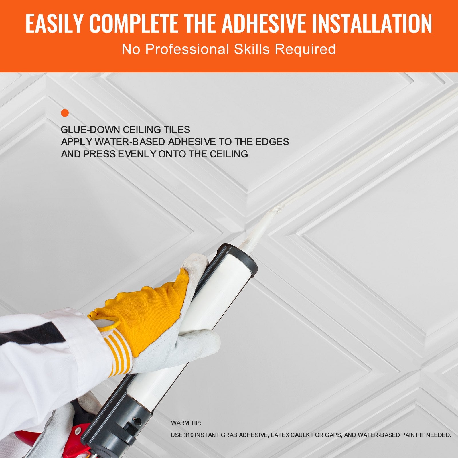 48-Pack 20x20in Polystyrene Ceiling Tiles Drop Ceiling Easy Install Basement