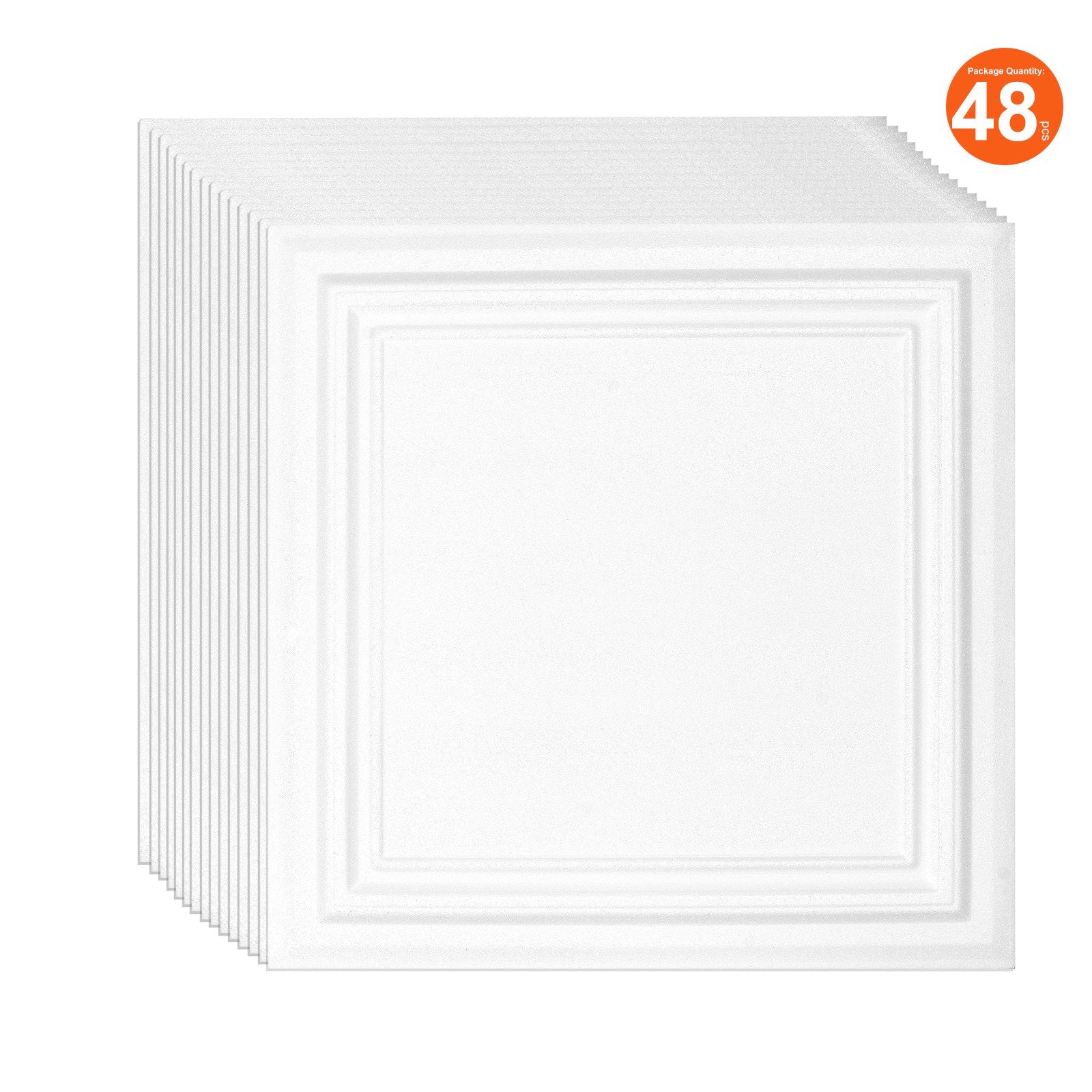 48-Pack 20x20in Polystyrene Ceiling Tiles Drop Ceiling Easy Install Basement