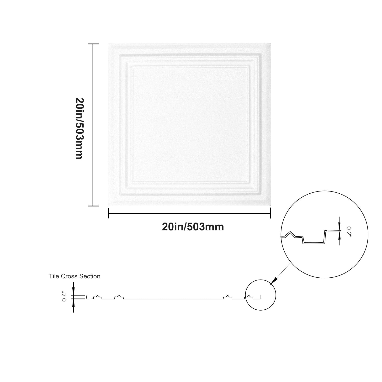 96-Pack 20x20in Polystyrene Ceiling Tiles Drop Ceiling Easy Install Basement