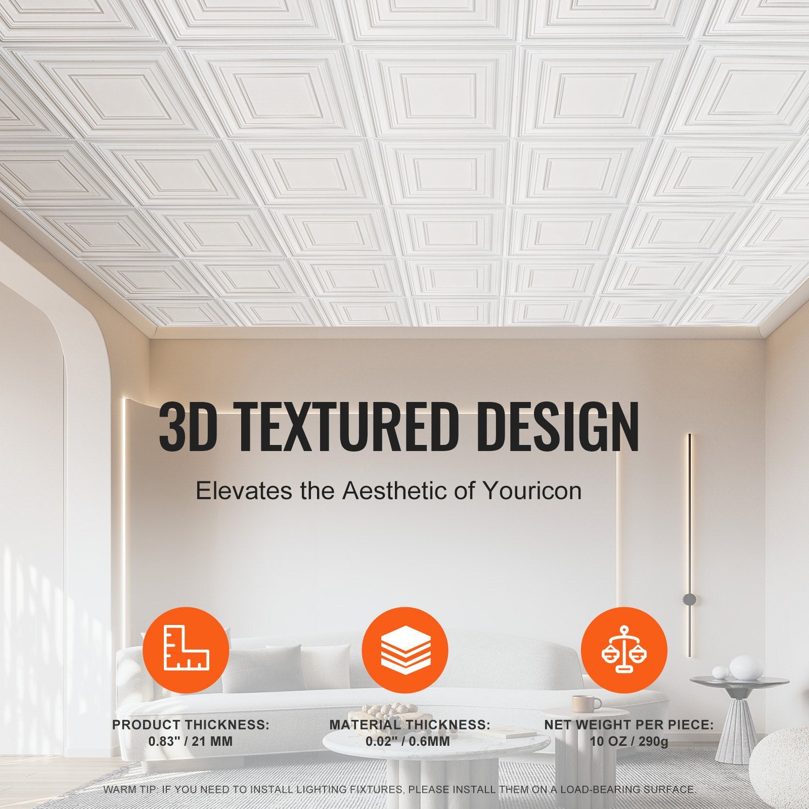 Ceiling Tiles 12-Pack 24x24 in PVC Drop Ceiling Tiles White Peg Pattern PVC Tile