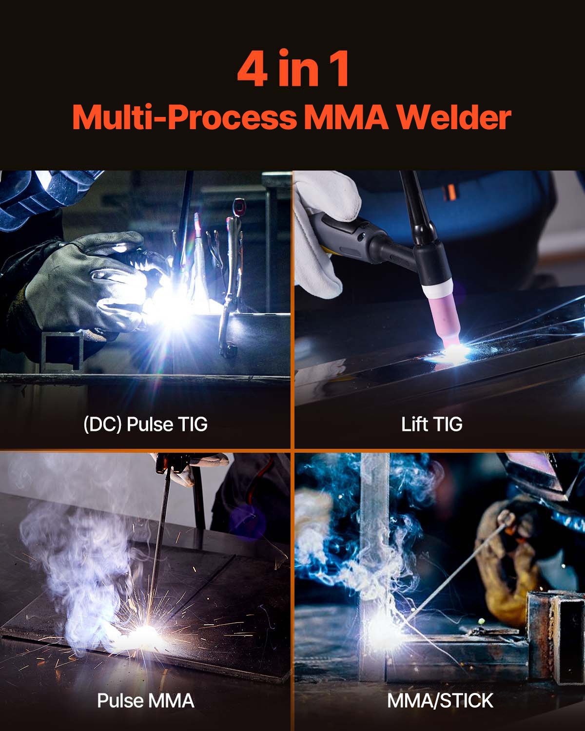 TIG Welder 140A 4-in-1 DC Pulse TIG MMA Lift TIG Synergic IGBT Hot Start