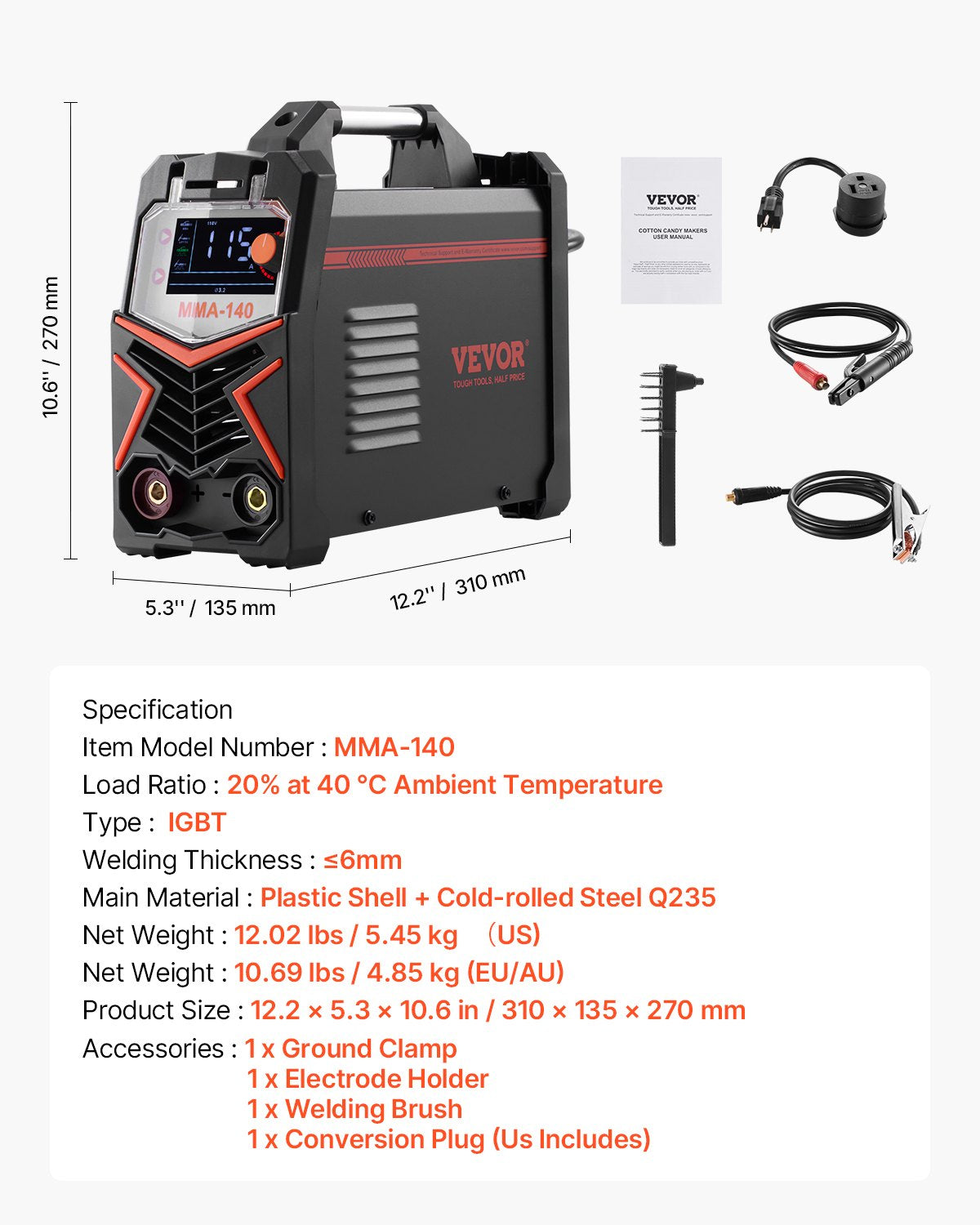 TIG Welder 140A 4-in-1 DC Pulse TIG MMA Lift TIG Synergic IGBT Hot Start