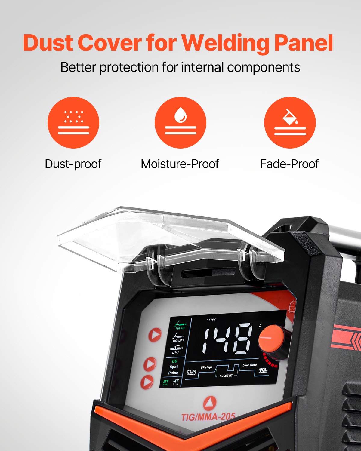 TIG Welder 205A 3-in-1 DC TIG Pulse MMA Machine Large LED IGBT HF Start
