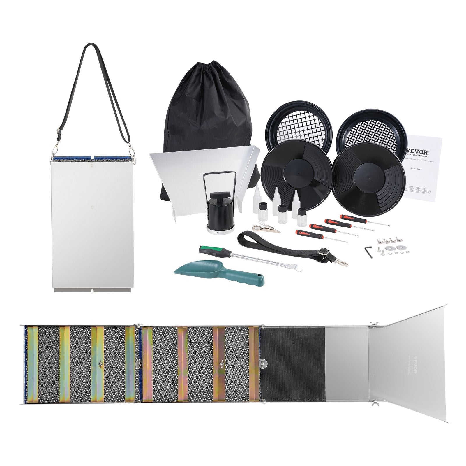 Gold Panning Kit with Sluice Box 50" Aluminum 23 PCS Gold Prospecting Equipment