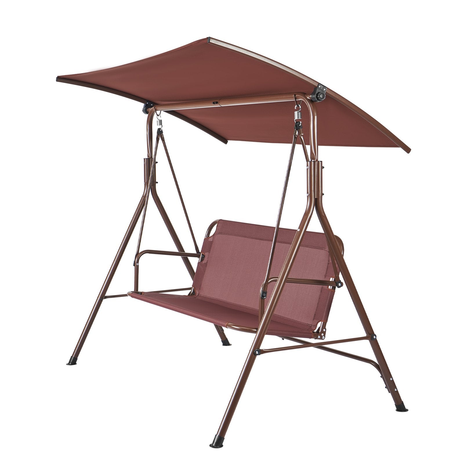 Patio Swing Chair 3-Person Outdoor with Adjustable Canopy Armrests Steel Frame