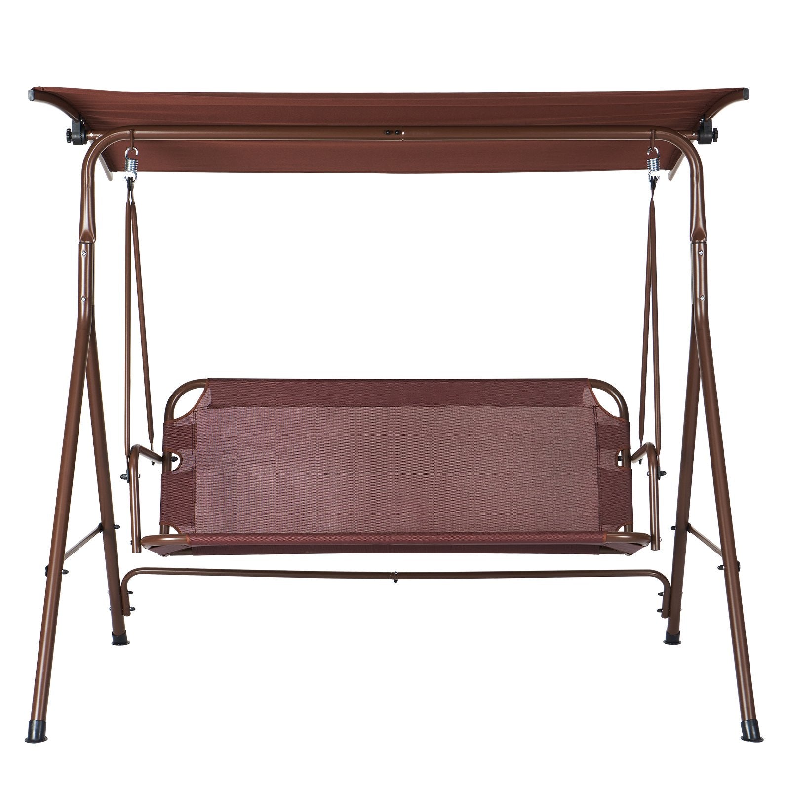 Patio Swing Chair 3-Person Outdoor with Adjustable Canopy Armrests Steel Frame