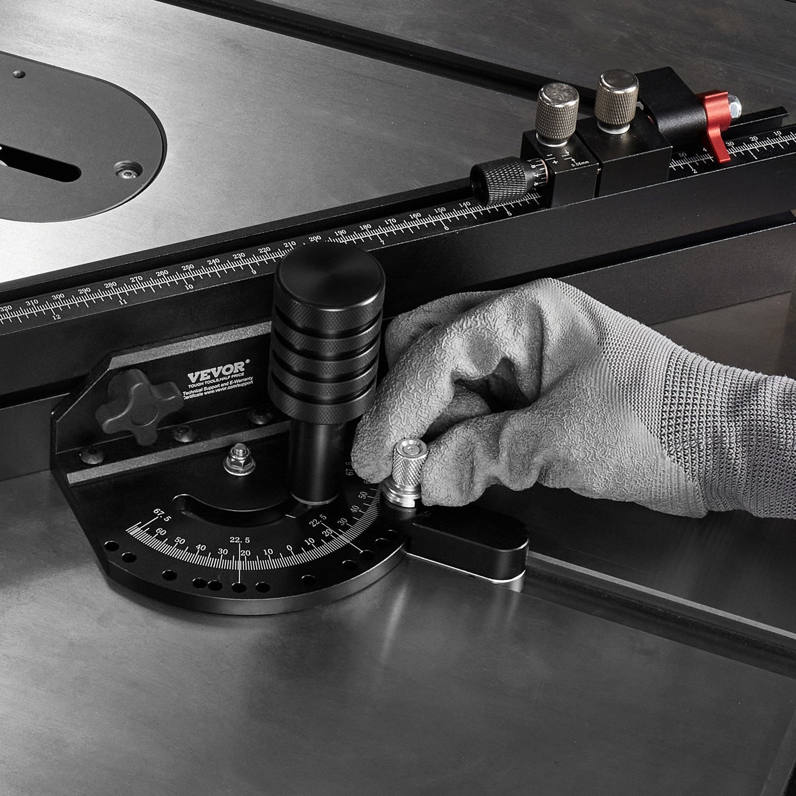 Precision Miter Gauge Aluminum Alloy Table Saw with 24 in Grating 15 Angle Stops