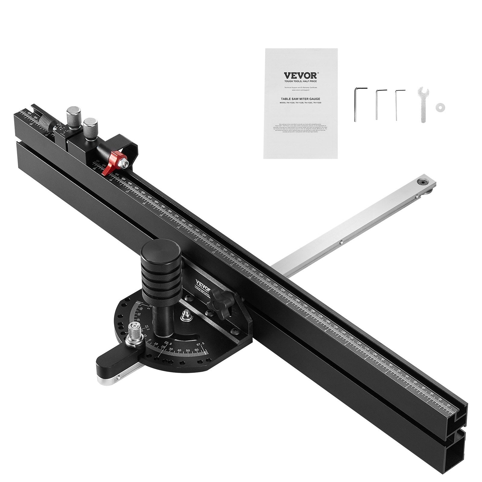 Precision Miter Gauge Aluminum Alloy Table Saw with 24 in Grating 15 Angle Stops