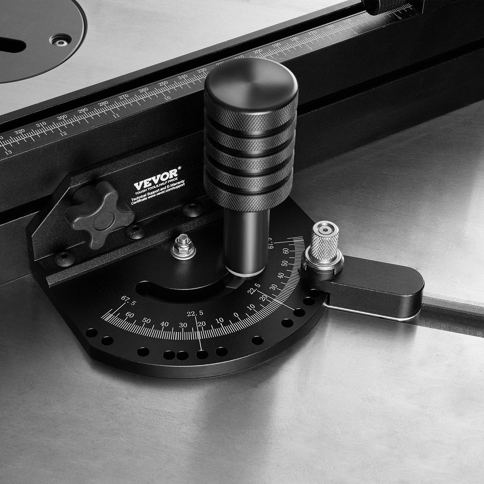 Precision Table Saw Miter Gauge Aluminum Alloy 19x9.5mm Slot Adjustable Stops