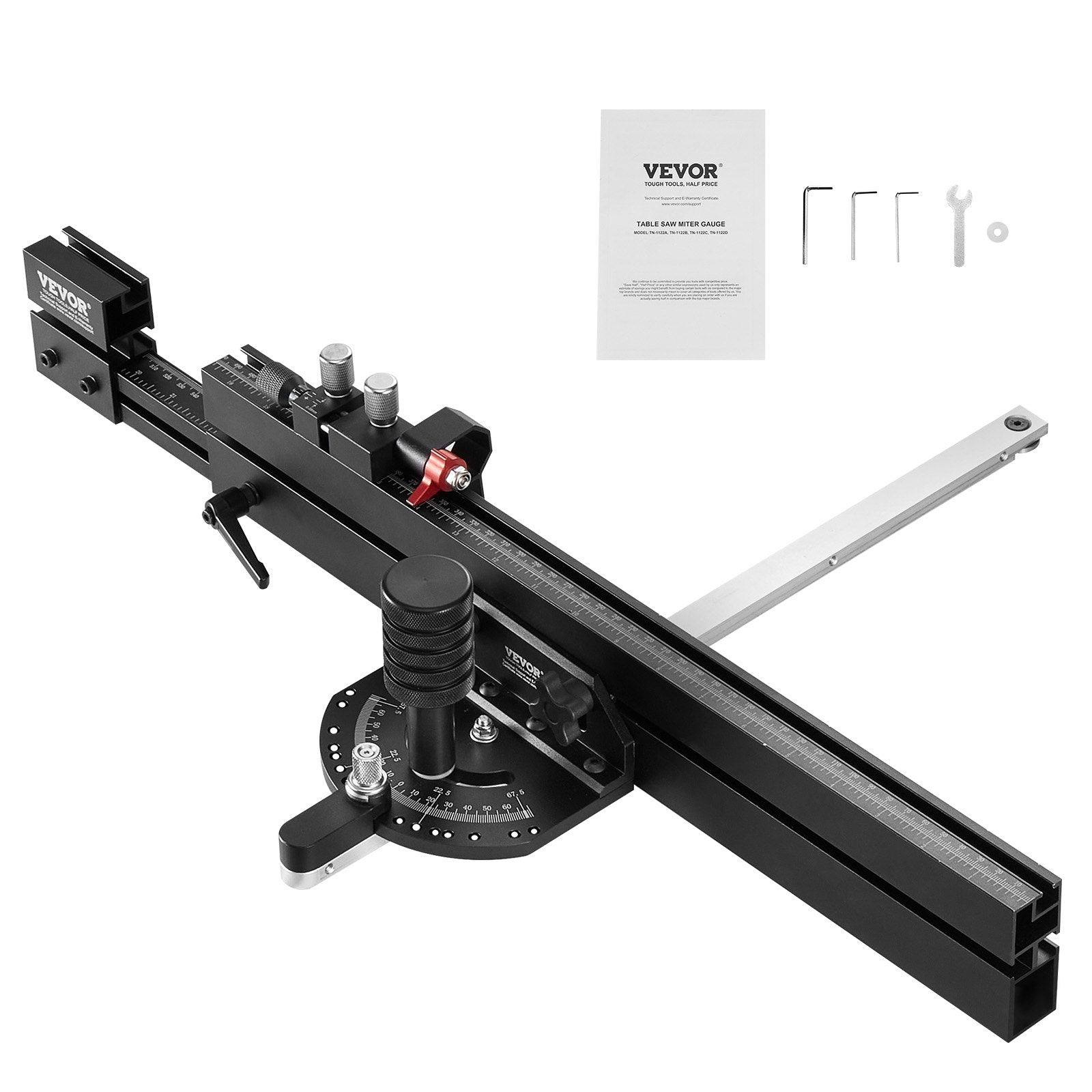 Precision Table Saw Miter Gauge Aluminum Alloy 19x9.5mm Slot Adjustable Stops
