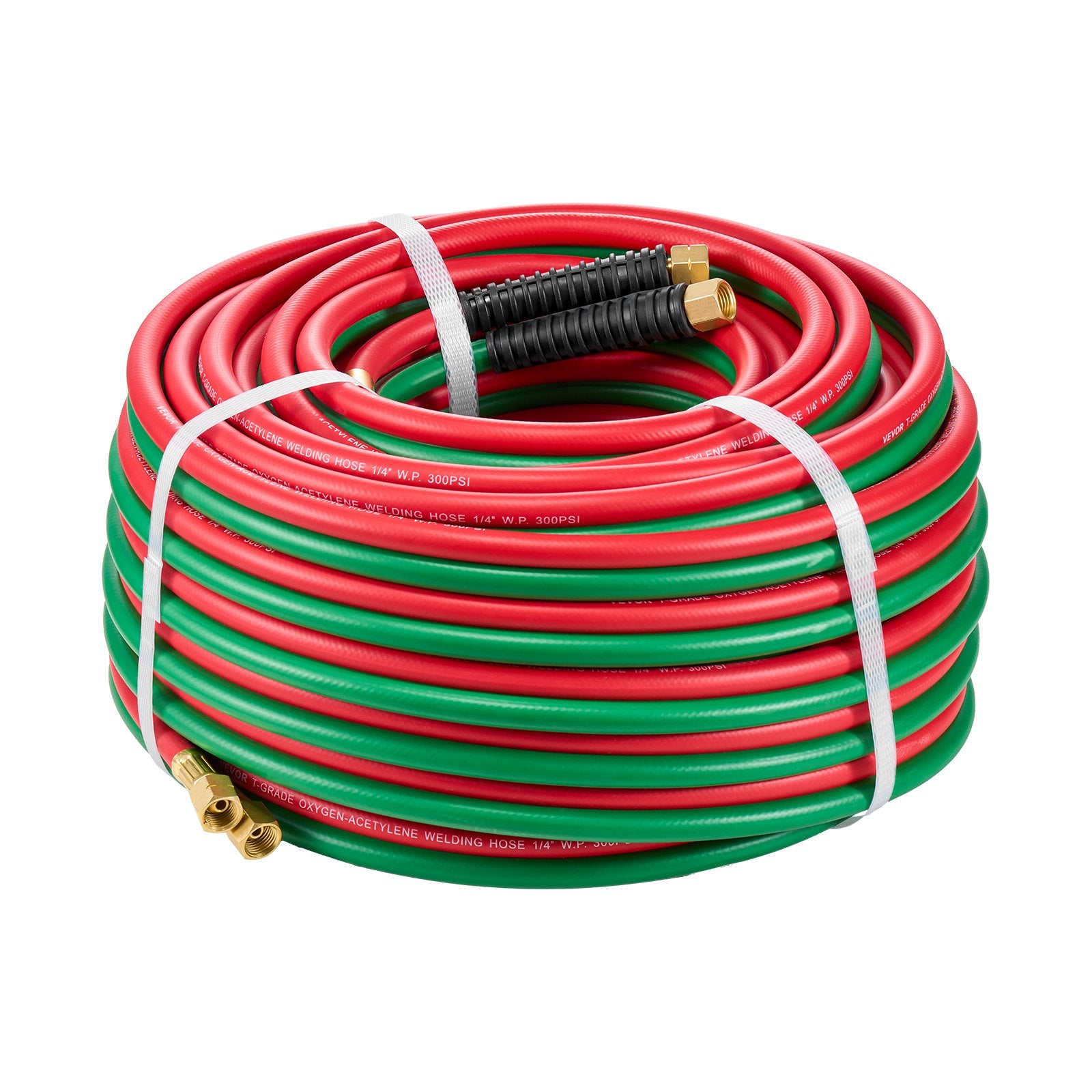 Oxygen Acetylene Hose 1/4"x100FT Twin Hose with 9/16"-18 B Fitting 300PSI