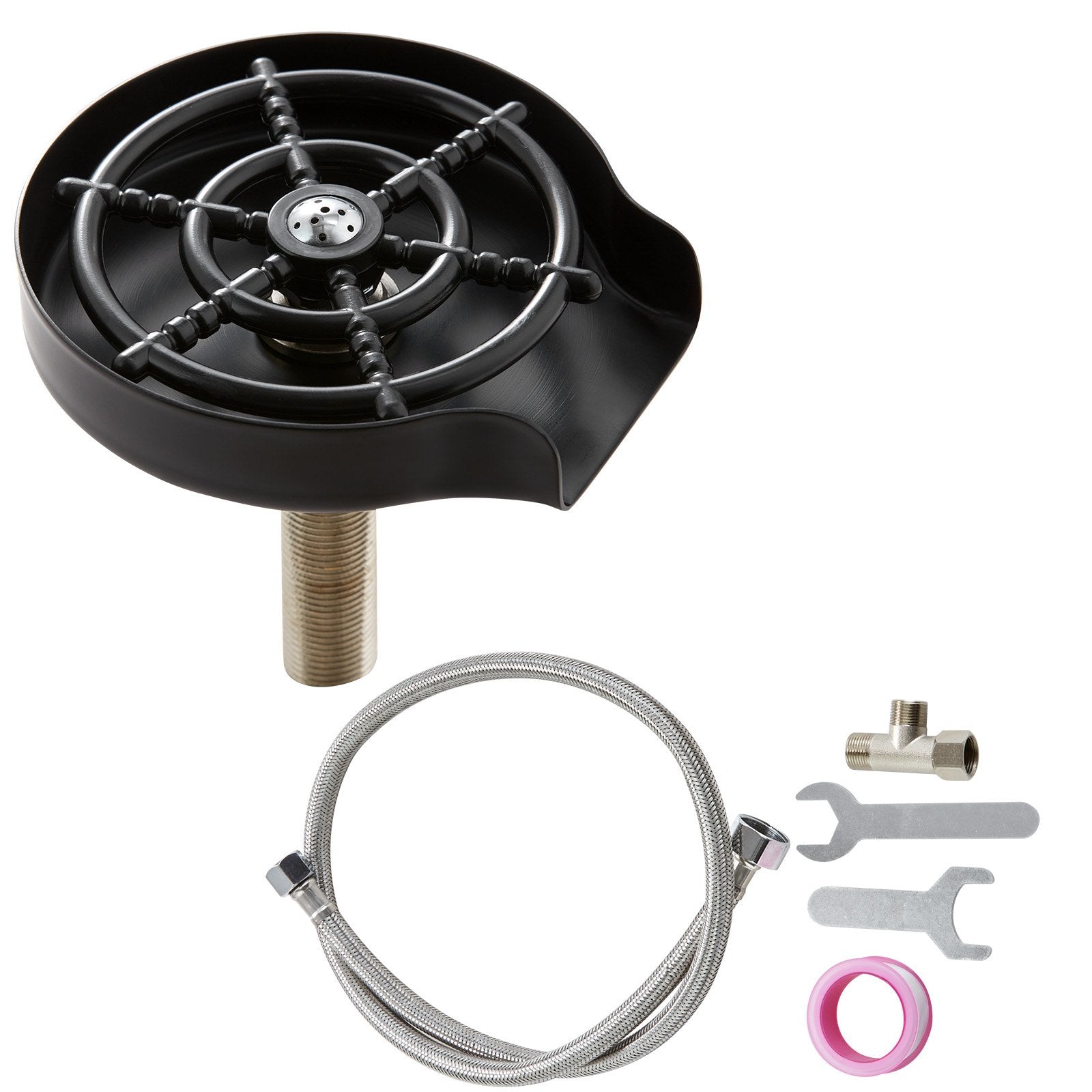 Glass Rinser 10-Jet 360° Rotating Cup Washer with ABS Holder