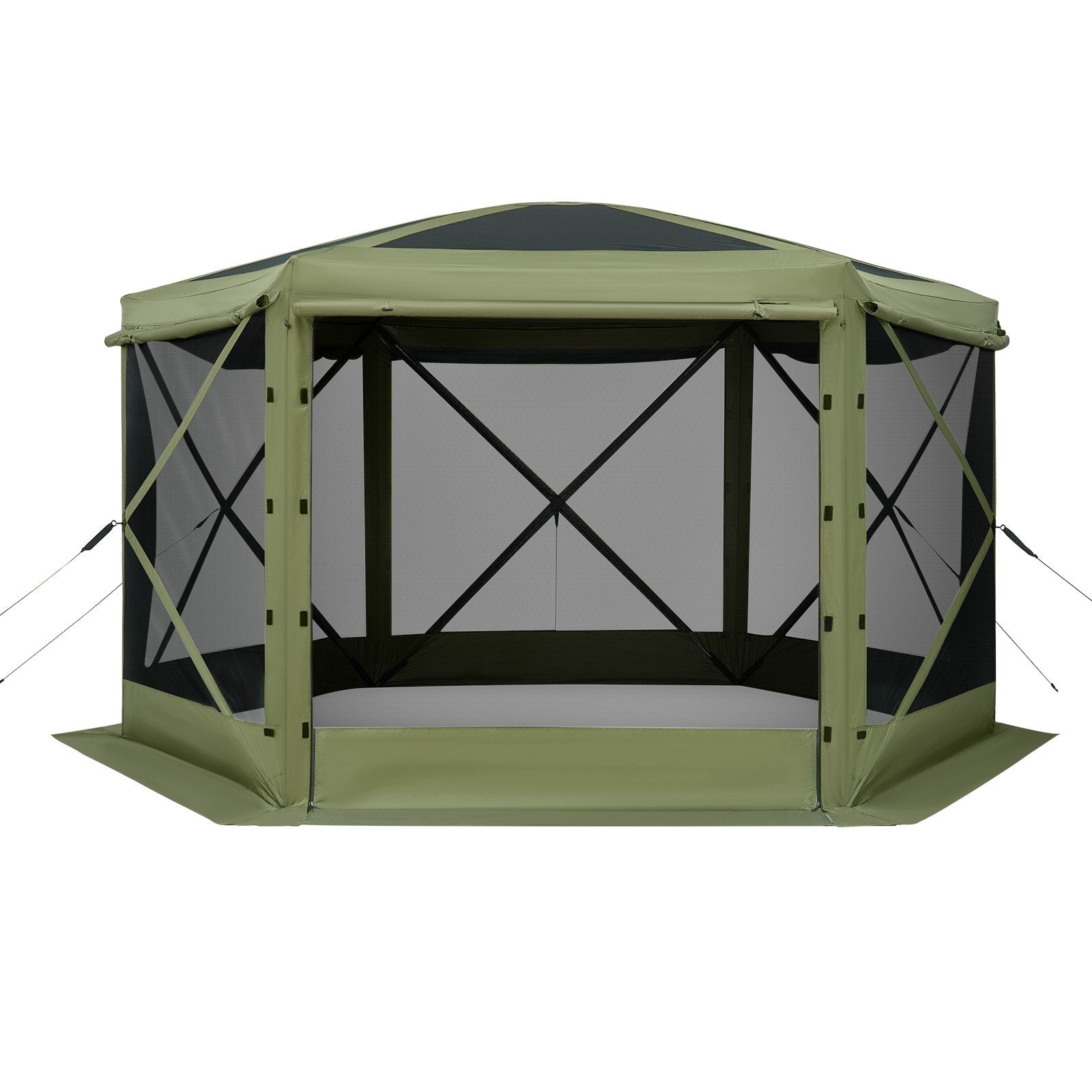 Pop up Gazebo Screen Tent 3.6x3.6m 6S RTop CBag QSt BitePrf SunShltr 8-10P Grn