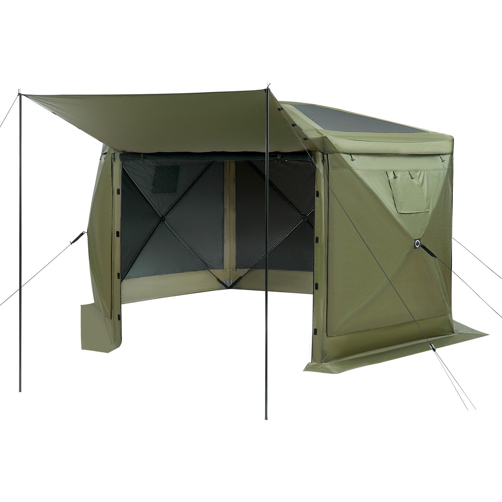 Pop up Gazebo Screen Tent 3.6x3.6m 6S RTop CBag QSt BitePrf SunShltr 8-10P Grn