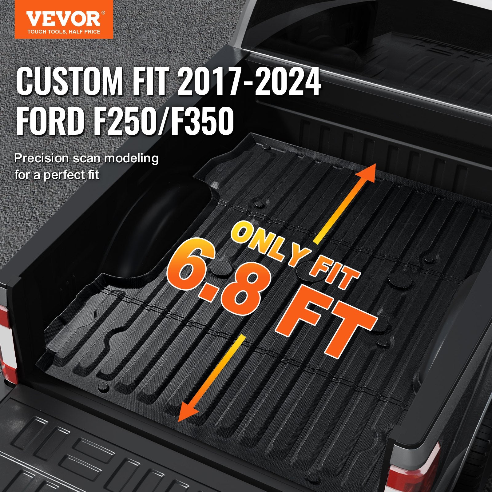 Truck Bed Mat for 2017-2024 Ford F250/F350 6.8FT TPE Heavy-Duty Liner