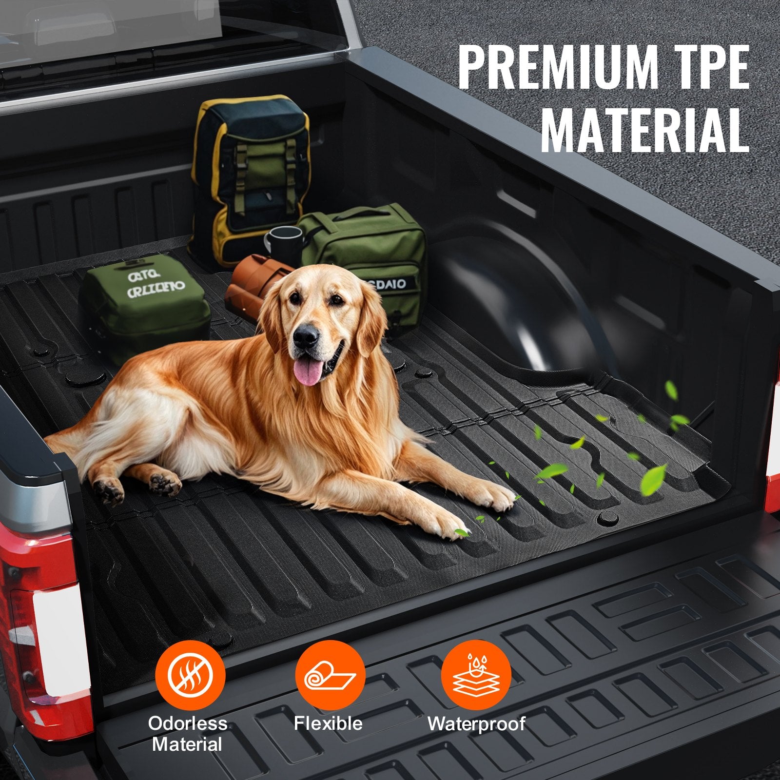 Truck Bed Mat for 2017-2024 Ford F250/F350 6.8FT TPE Heavy-Duty Liner