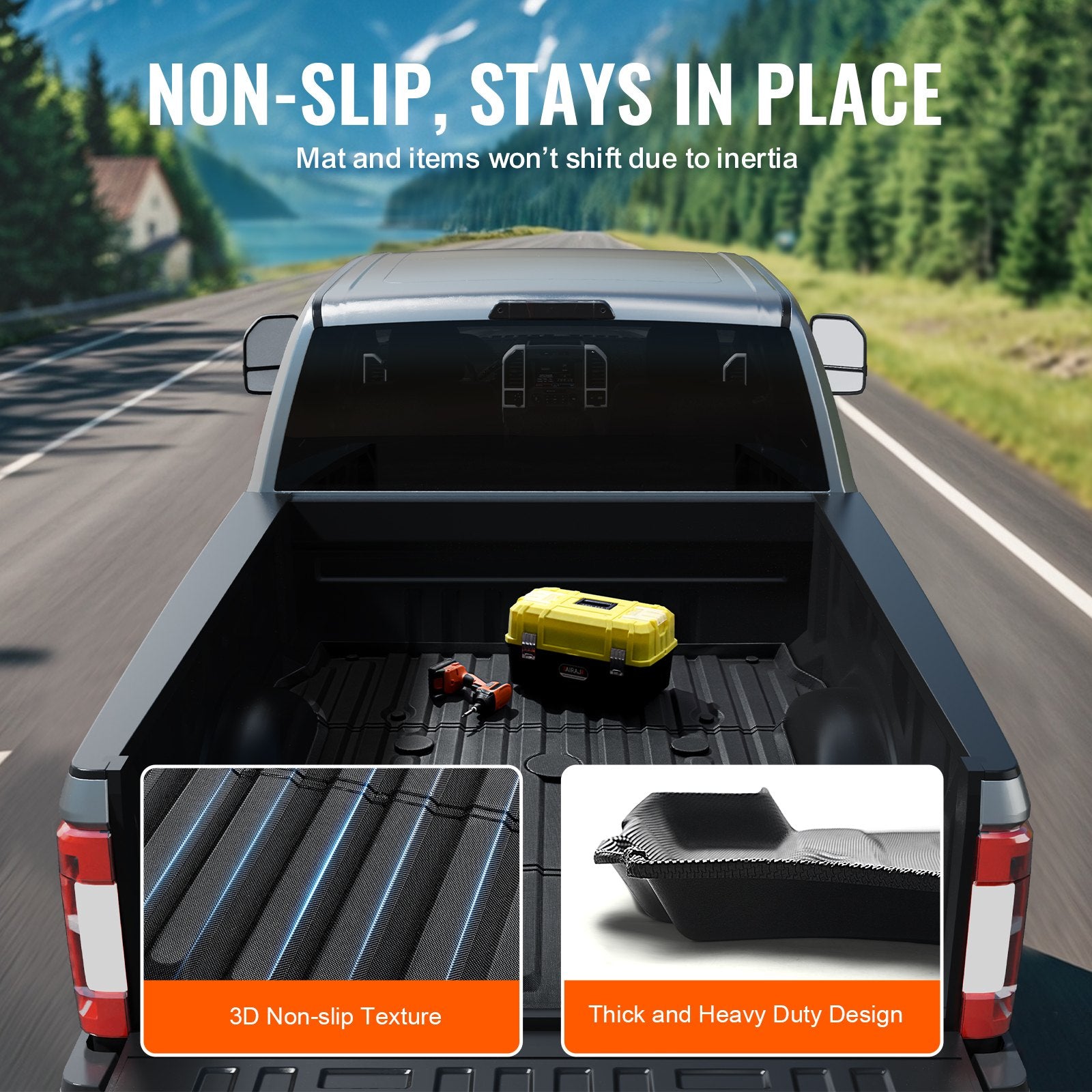 Truck Bed Mat for 2017-2024 Ford F250/F350 6.8FT TPE Heavy-Duty Liner