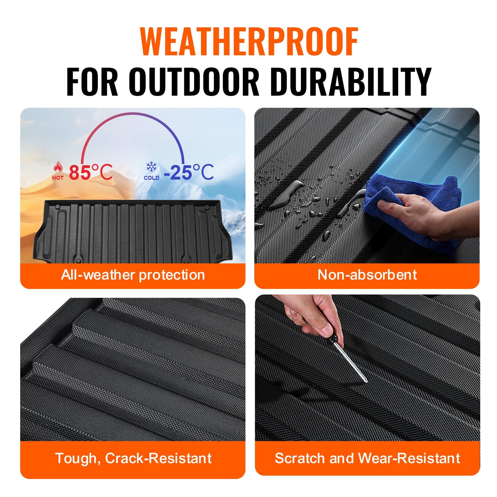 Truck Bed Mat for 2017-2024 Ford F250/F350 6.8FT TPE Heavy-Duty Liner