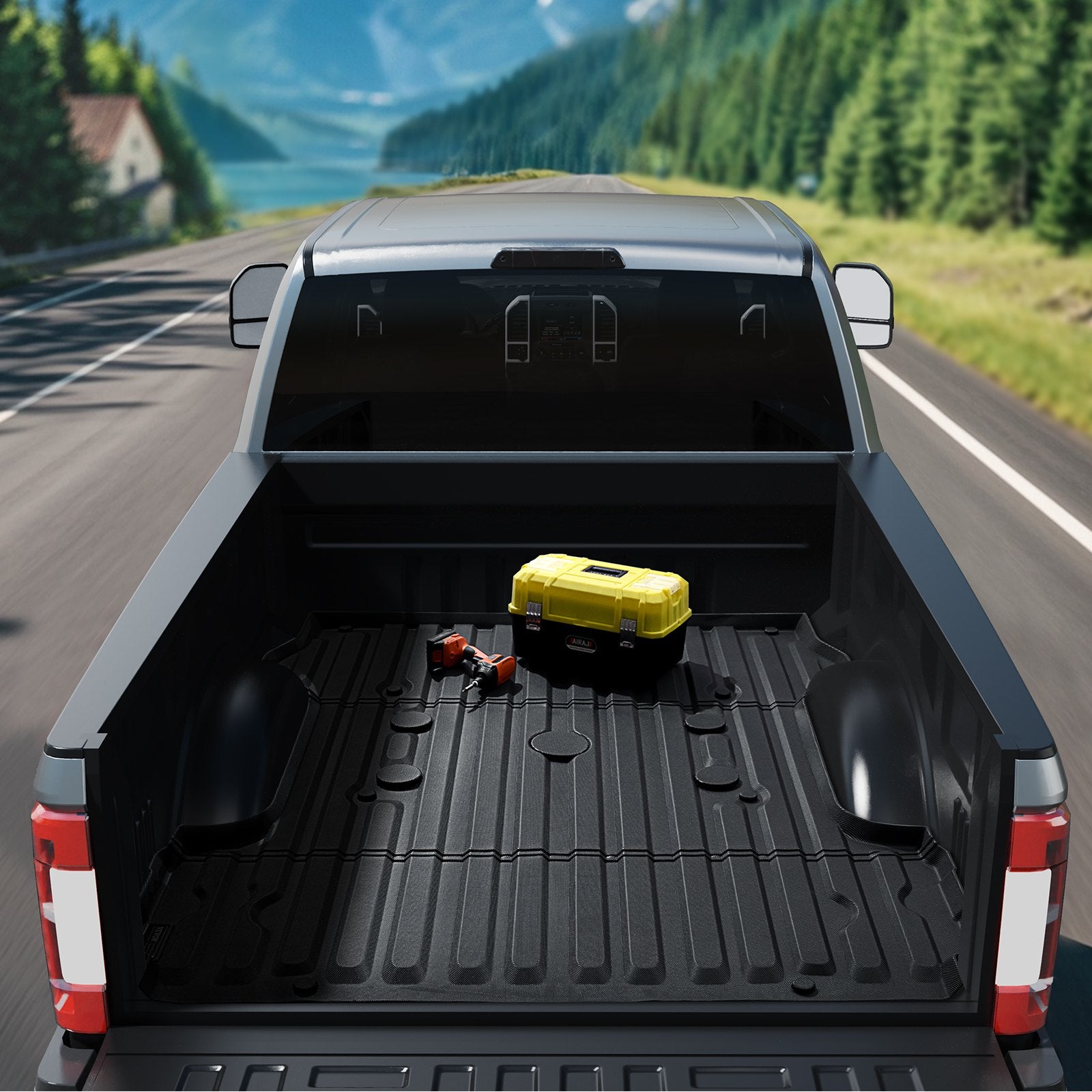 Truck Bed Mat for 2017-2024 Ford F250/F350 6.8FT TPE Heavy-Duty Liner
