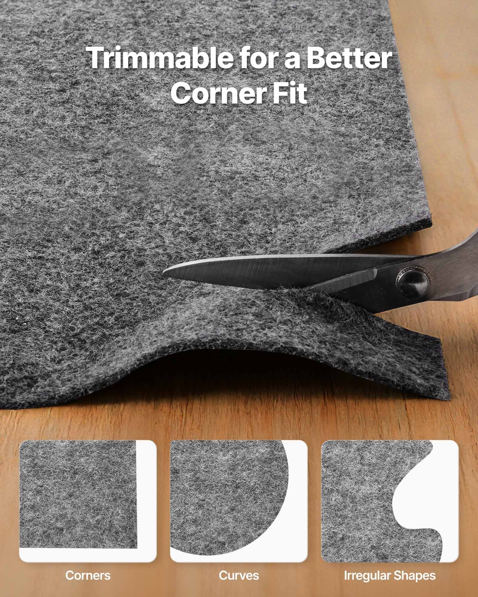 Non-Slip Rug Pad Carpet Underlay with Felt Cushion & Rubber Gripper