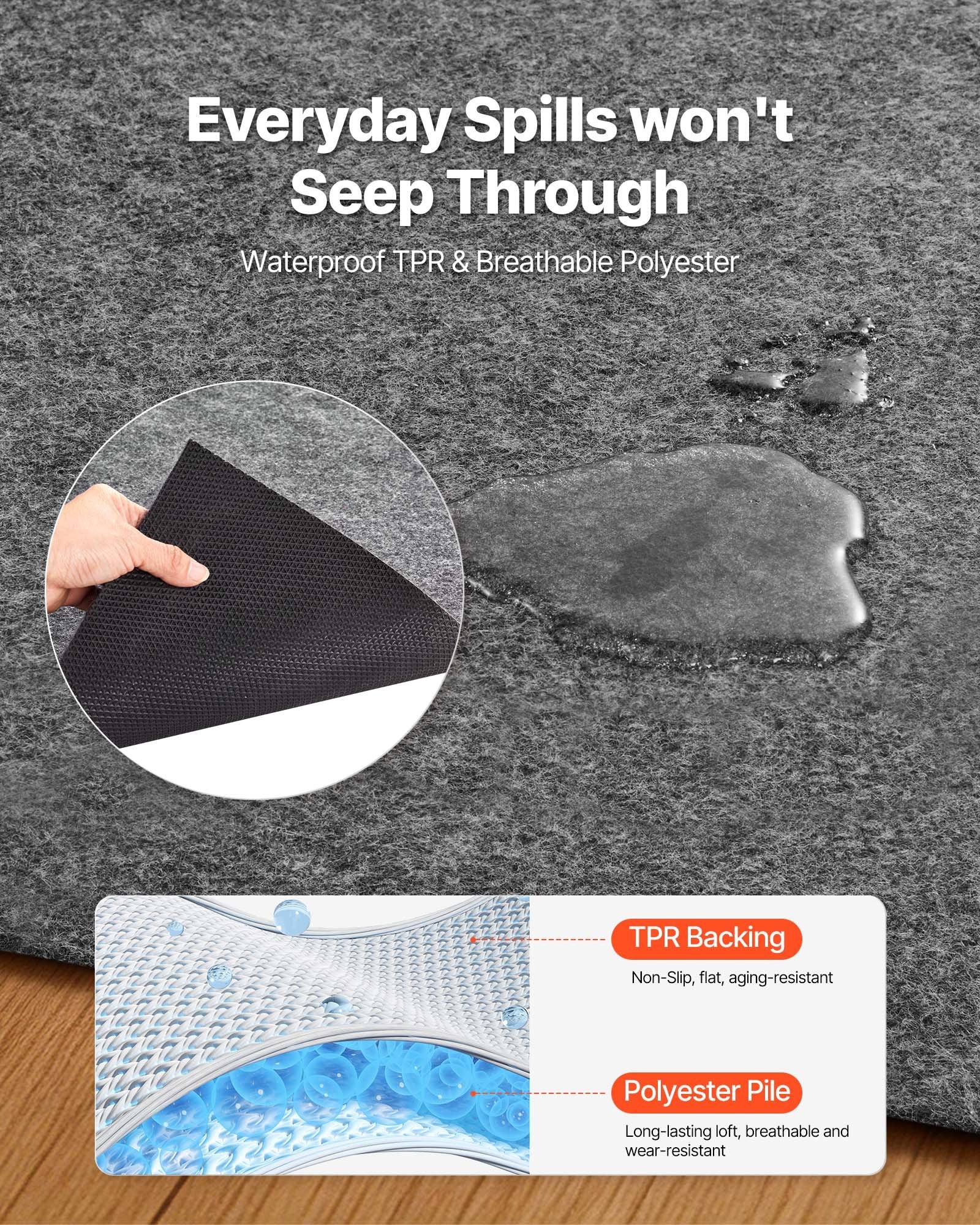 0.91 x 1.52m Non-Slip Rug Pad Felt Cushion & Rubber Gripper Carpet Mat