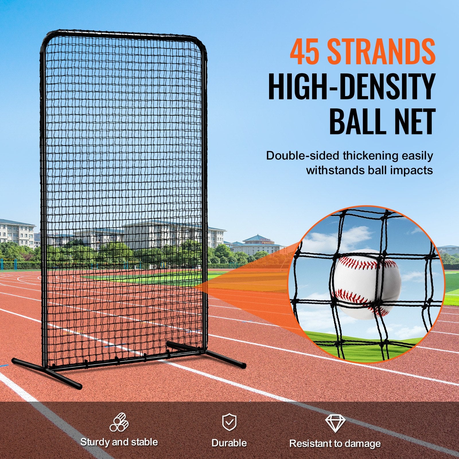 7x4 ft I Screen Baseball Softball Safety Screen with Carry Bag & Stakes