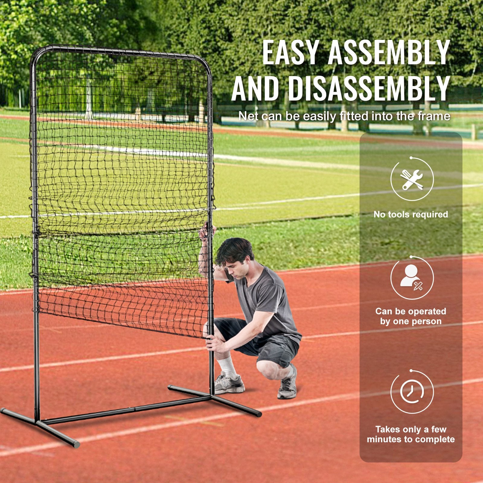 7x4 ft I Screen Baseball Softball Safety Screen with Carry Bag & Stakes