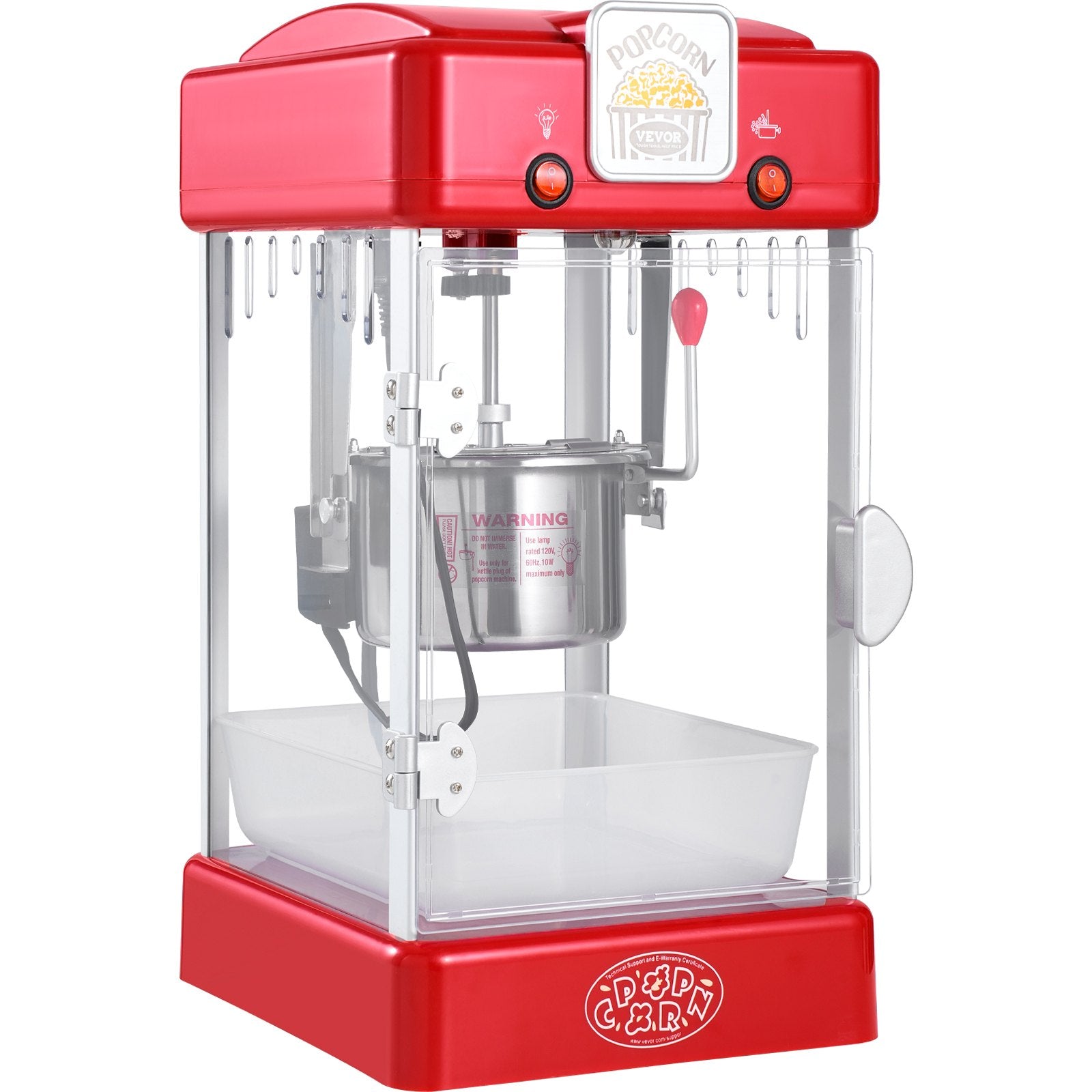 Popcorn Maker 300W Popper 2.5oz Kettle Makes 4QT Tabletop with Scoops Red