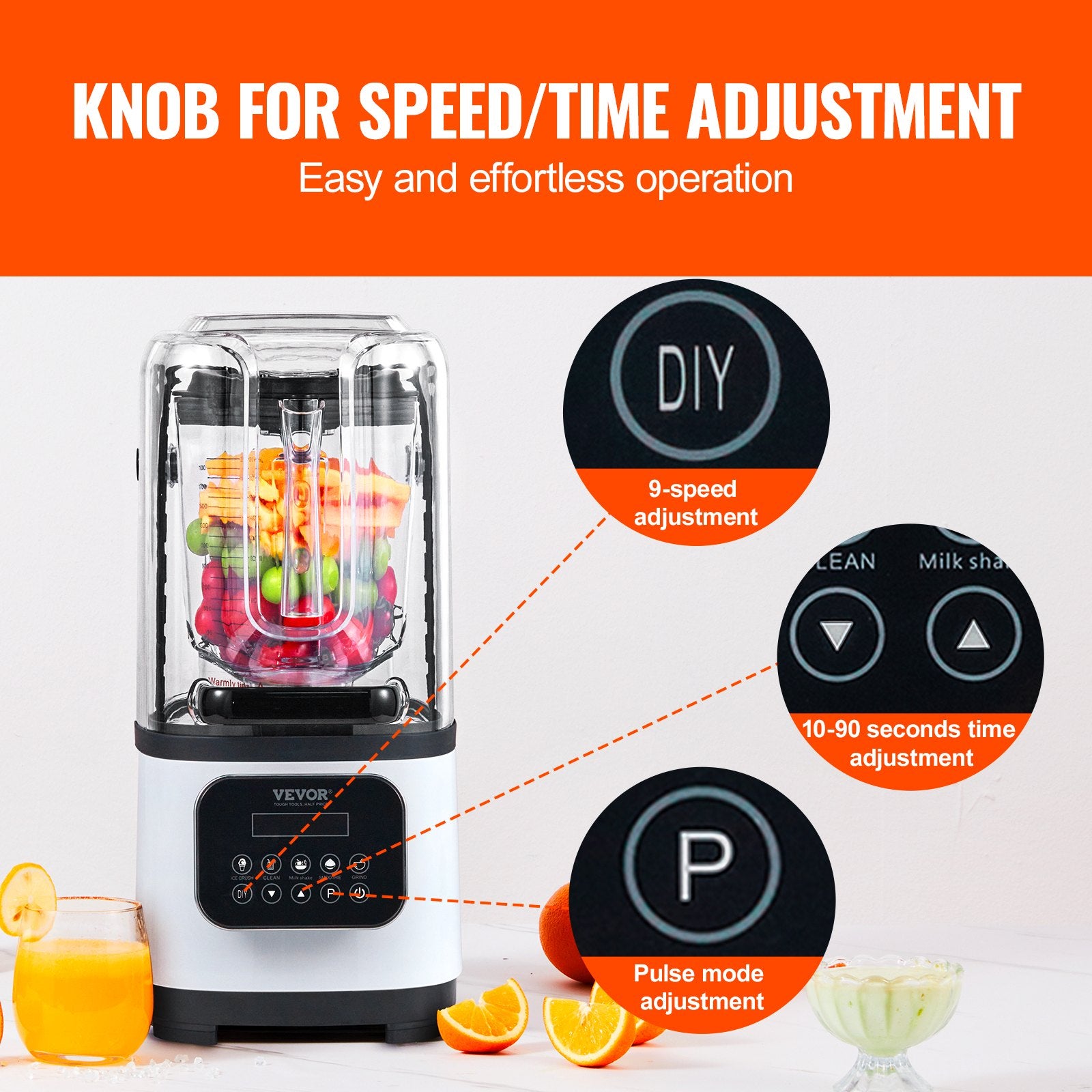 Professional Blender with Shield 2L Jar 9 Speed 5 Function Stainless Steel White