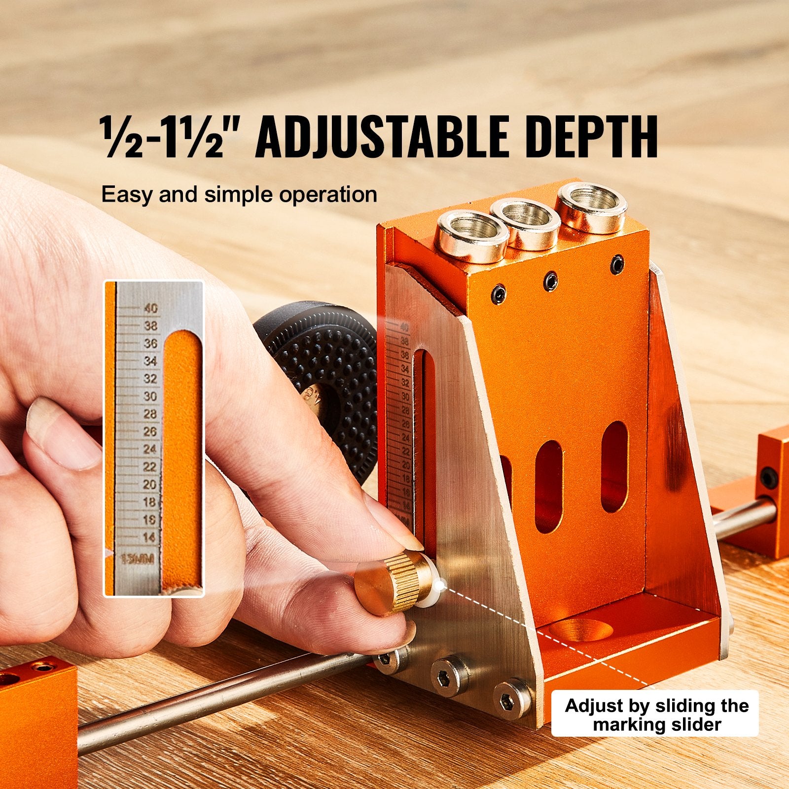 Pocket Hole Jig Kit 34 Pcs Adjustable with C-Clamp Step Drills Wrenches Bits
