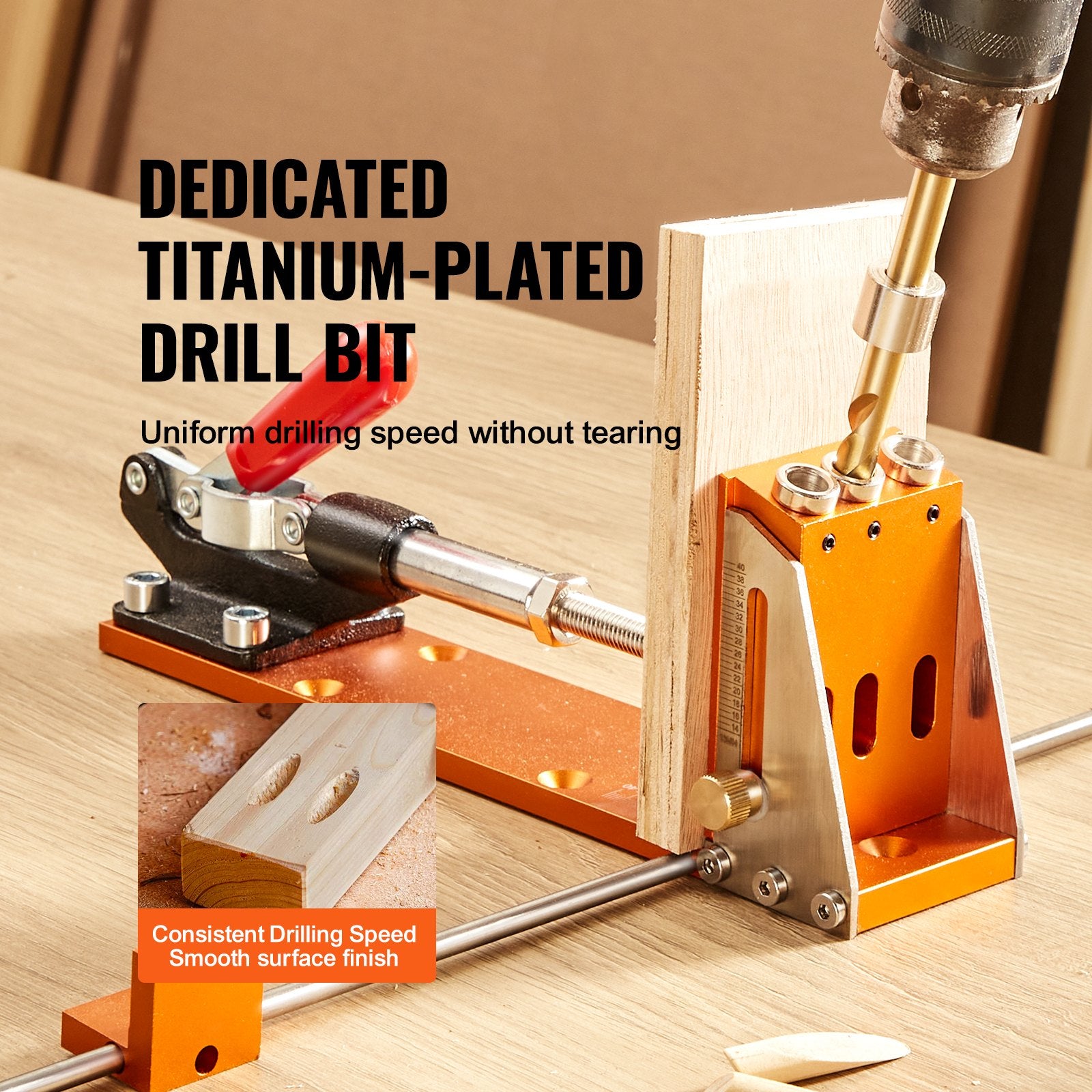 Pocket Hole Jig Kit 34 Pcs Adjustable with C-Clamp Step Drills Wrenches Bits