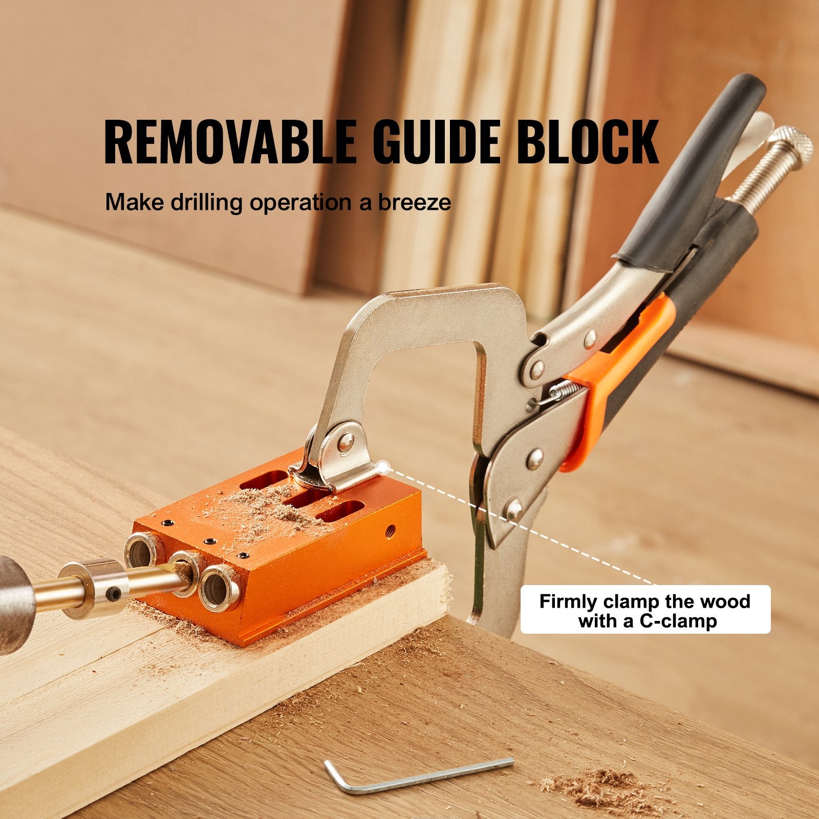 Pocket Hole Jig Kit 34 Pcs Adjustable with C-Clamp Step Drills Wrenches Bits