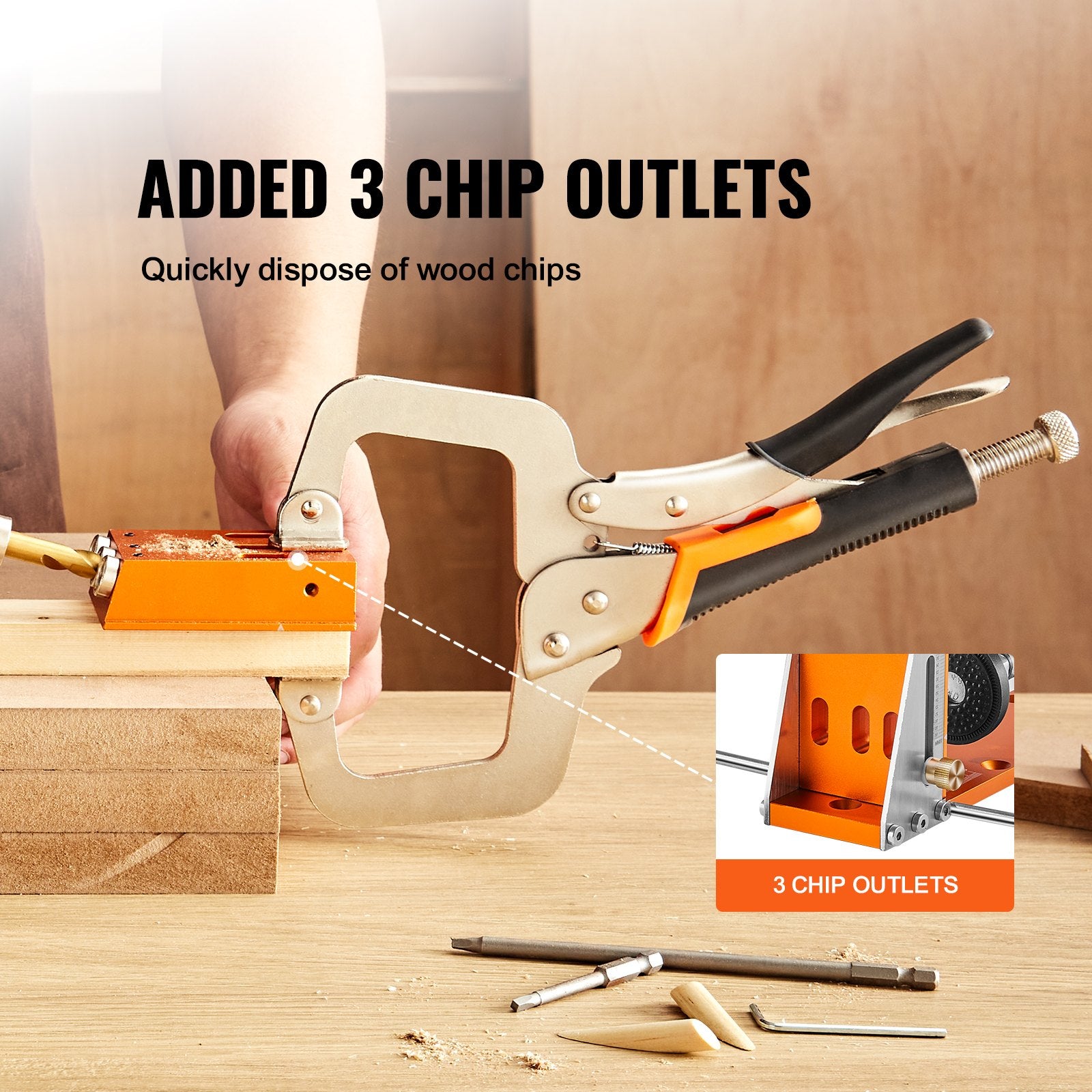 Pocket Hole Jig Kit 34 Pcs Adjustable with C-Clamp Step Drills Wrenches Bits