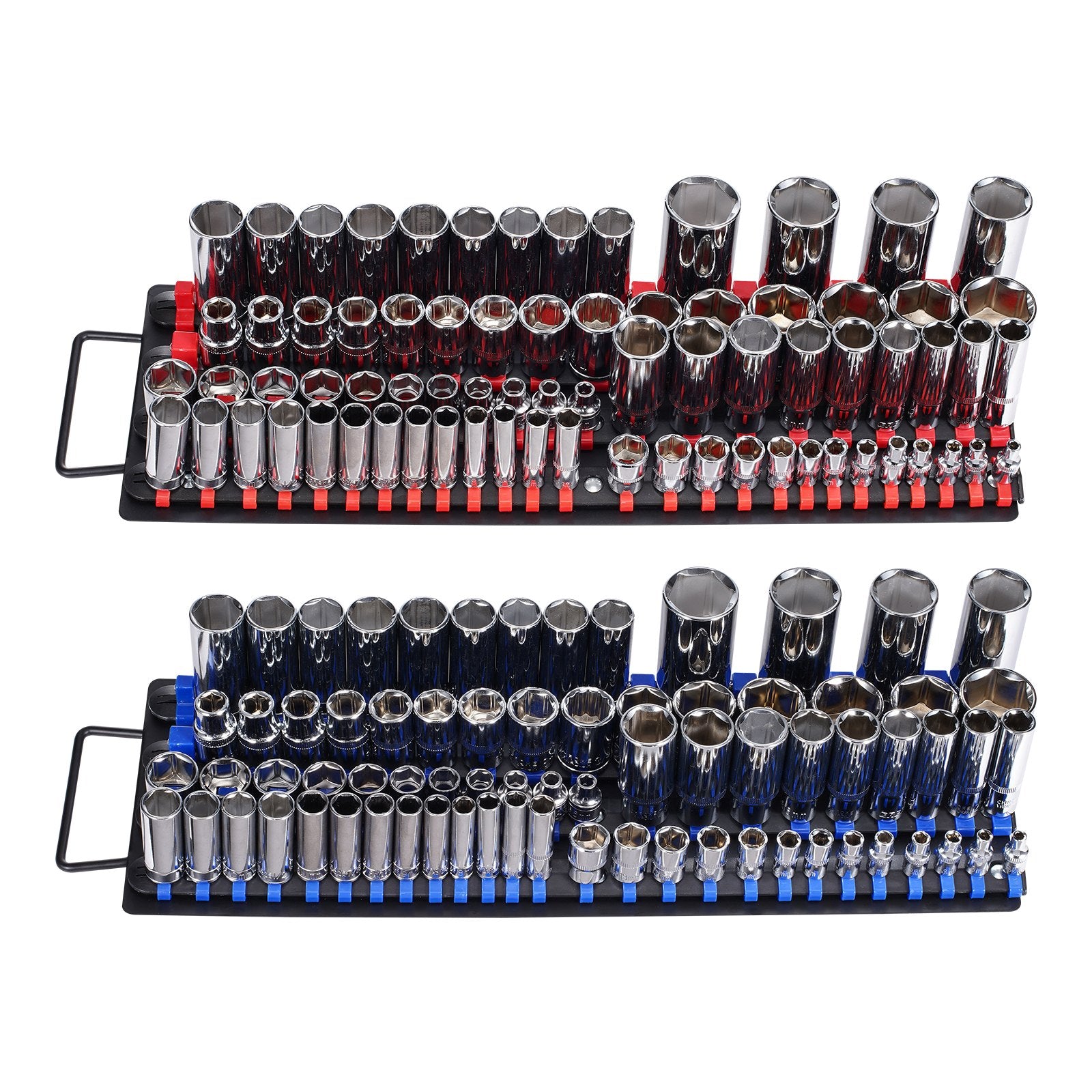 Portable Socket Organizer Tray 2PCS Metric & SAE Hold Up to 160 Sockets