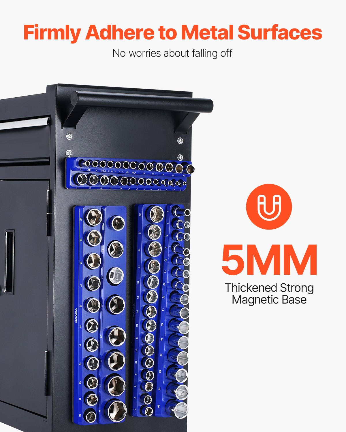 Magnetic Socket Organizer Set 6PCS 1/4", 3/8" & 1/2" Trays Hold Up to 143 Socket