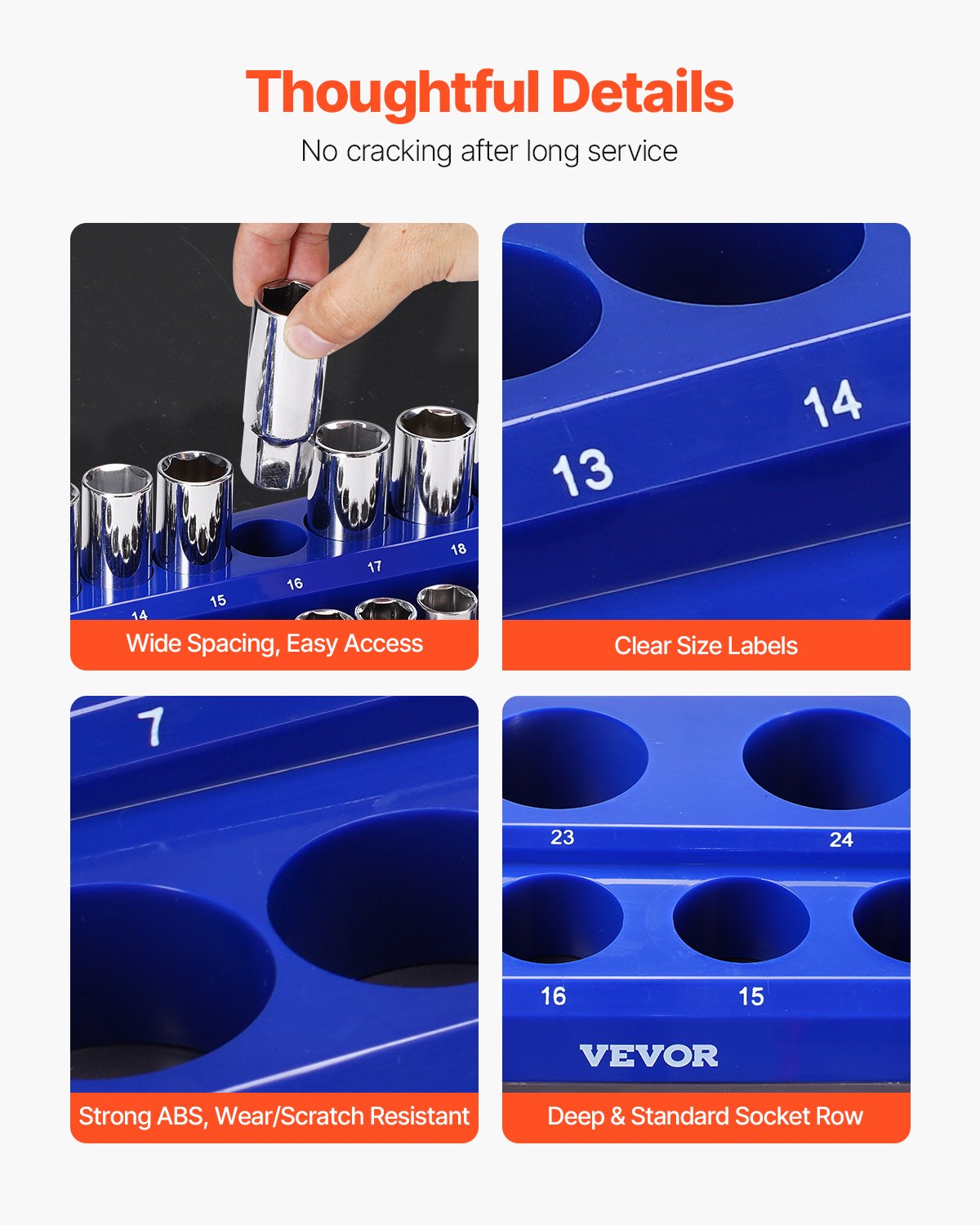 Magnetic Socket Organizer Set 6PCS 1/4", 3/8" & 1/2" Trays Hold Up to 143 Socket