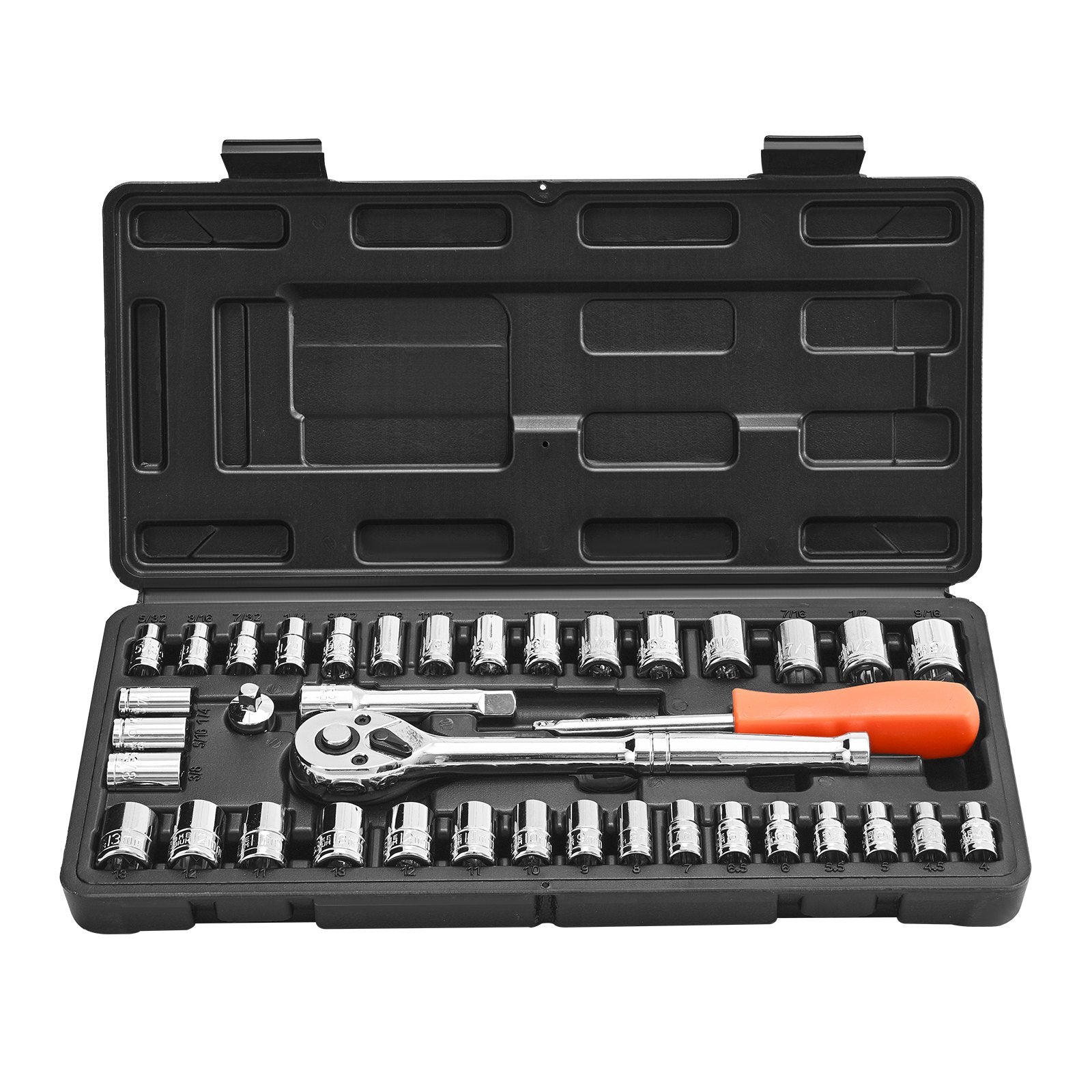Socket Set 39-Piece 9.5 & 6.4mm Drive Ratchet SAE & Metric Sockets CR-V Steel
