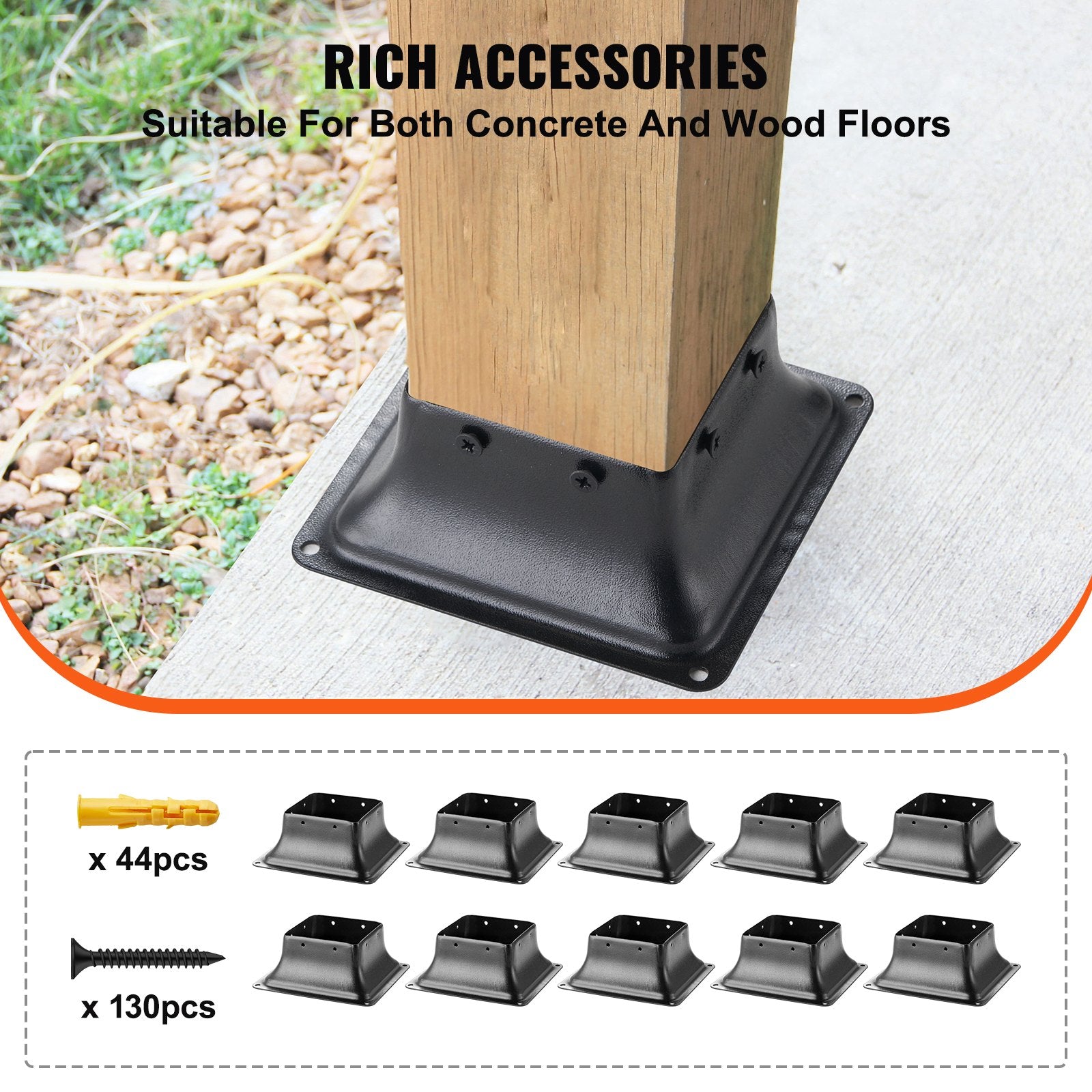 101.6x101.6mm Post Base 10pcs Heavy Duty Steel Powder-Coated Deck Brackets