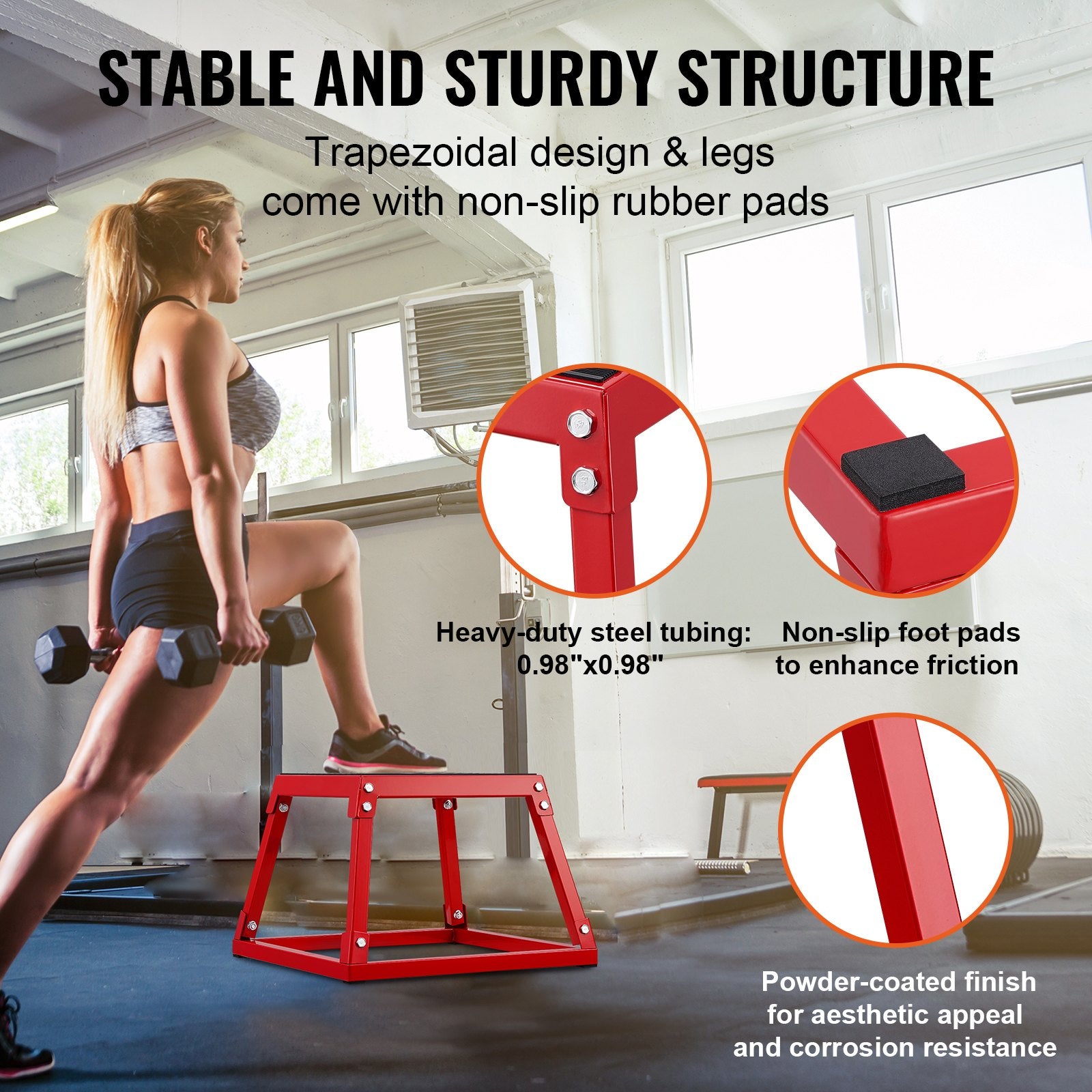 Plyometric Jump Box Steel Platform Agility Exercise Step Up Anti-Slip 12" Red