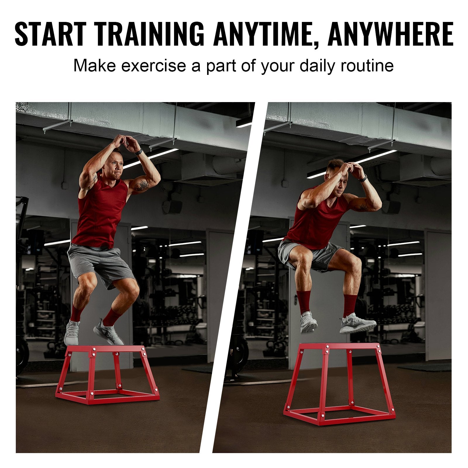 Plyometric Jump Box Steel Platform Agility Exercise Step Up Anti-Slip 12" Red
